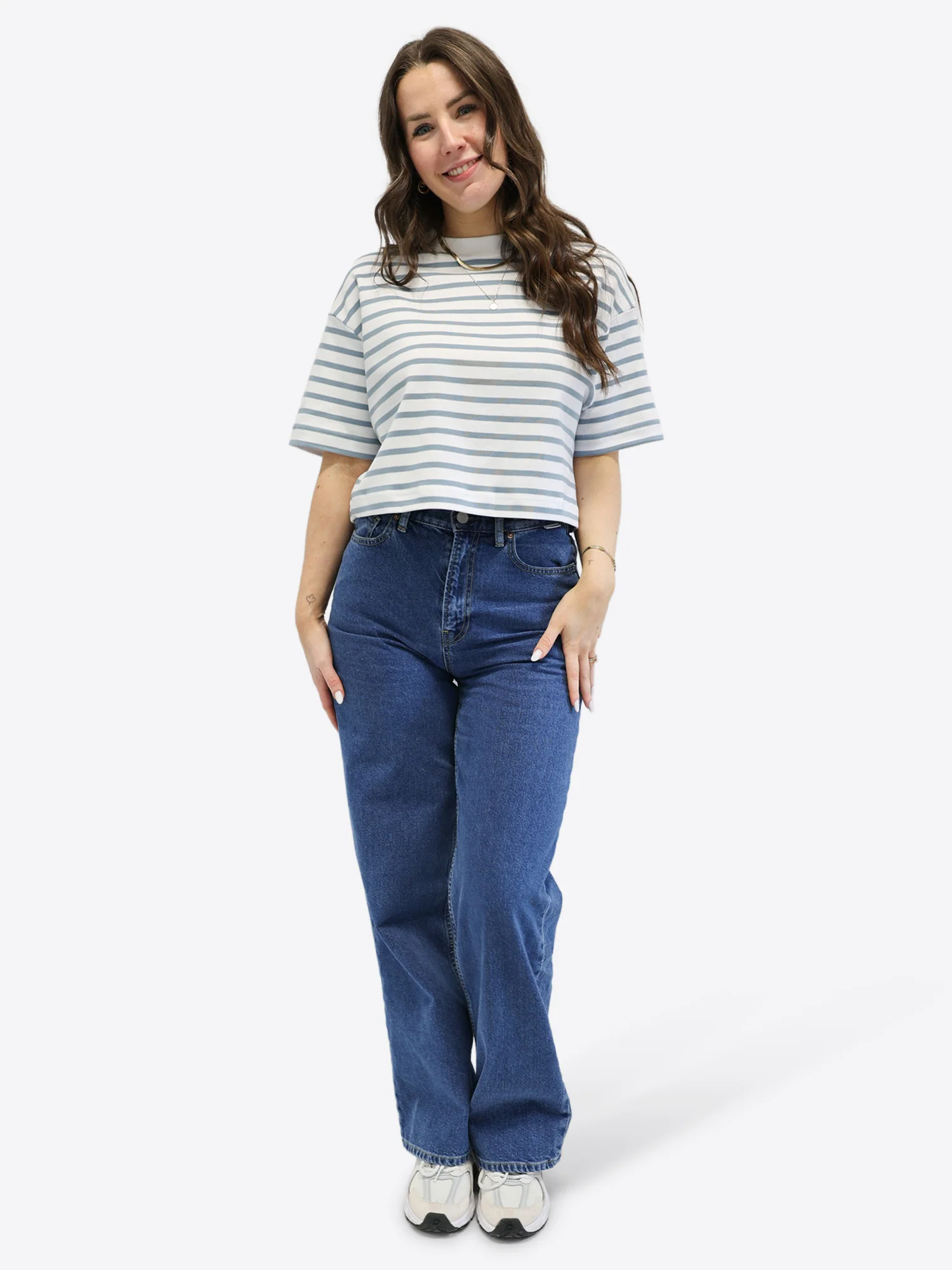 Crop T-Shirt mit Streifen - Blau - Image 2