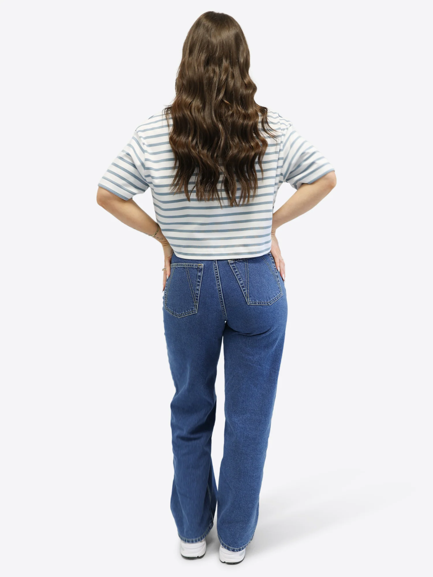 Crop T-Shirt mit Streifen - Blau - Image 4