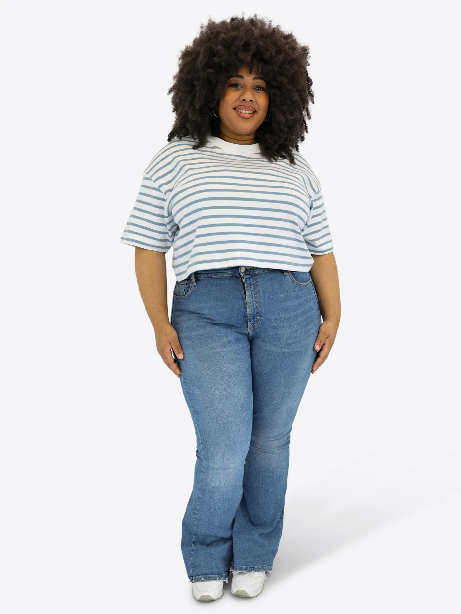 Crop T-Shirt mit Streifen - Blau - Image 5