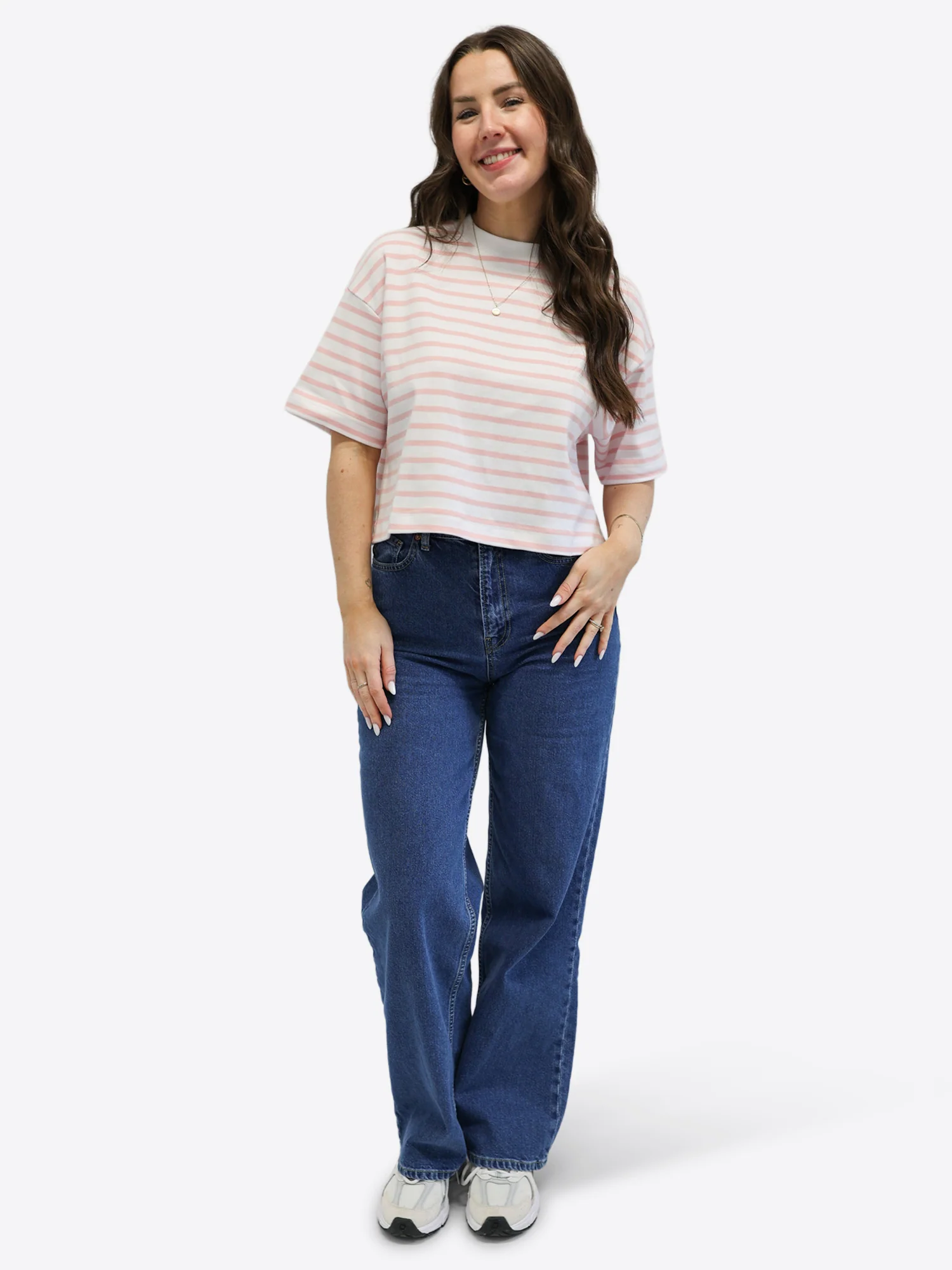 Crop T-Shirt mit Streifen - Rosa - Image 2