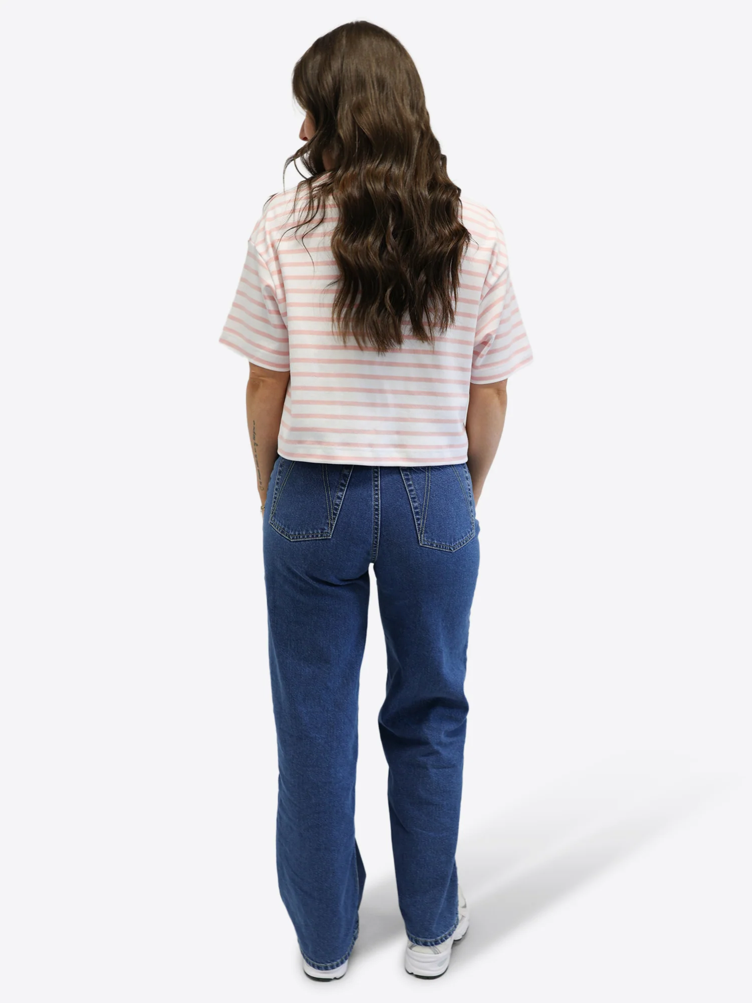 Crop T-Shirt mit Streifen - Rosa - Image 4