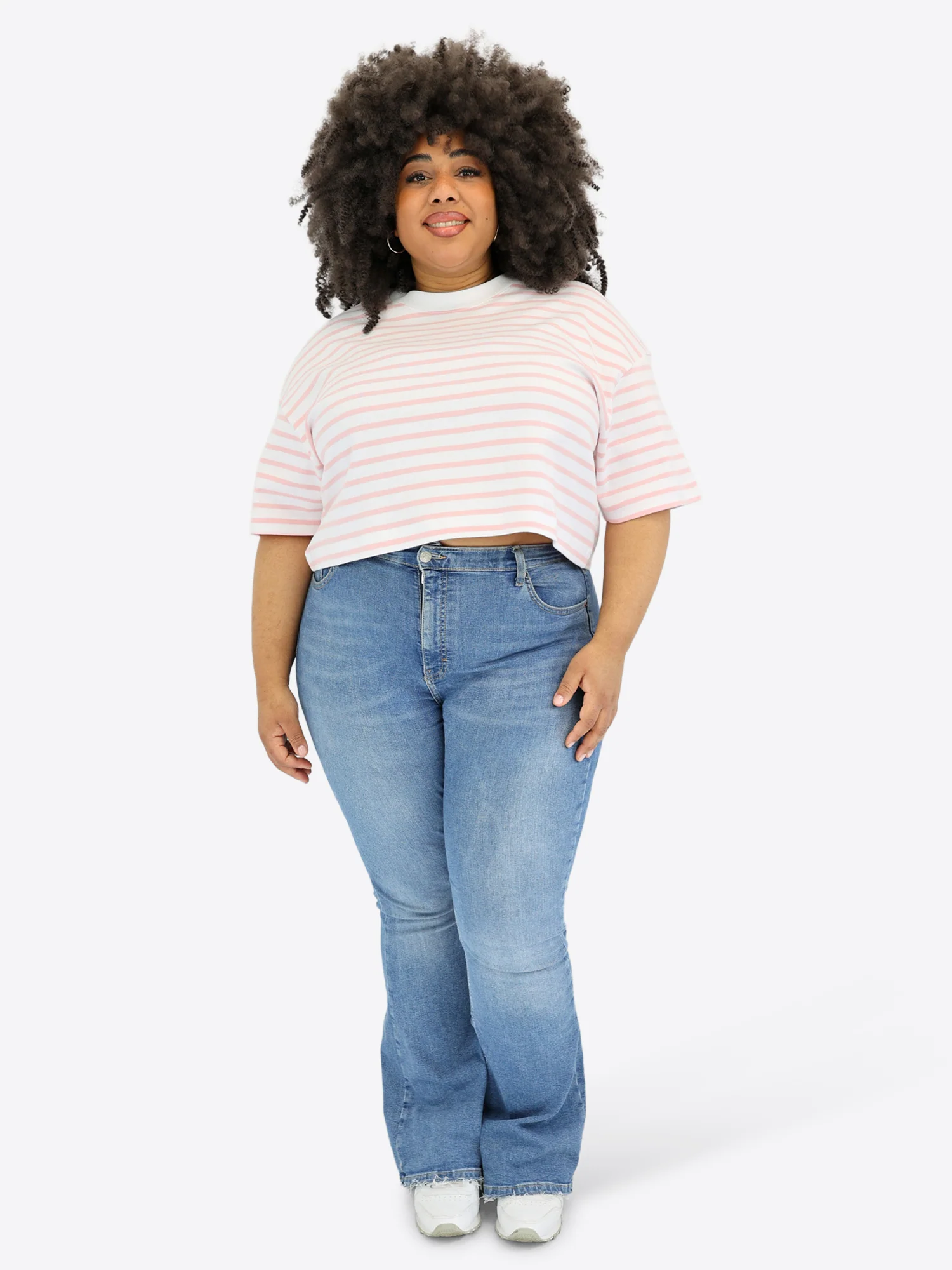 Crop T-Shirt mit Streifen - Rosa - Image 5