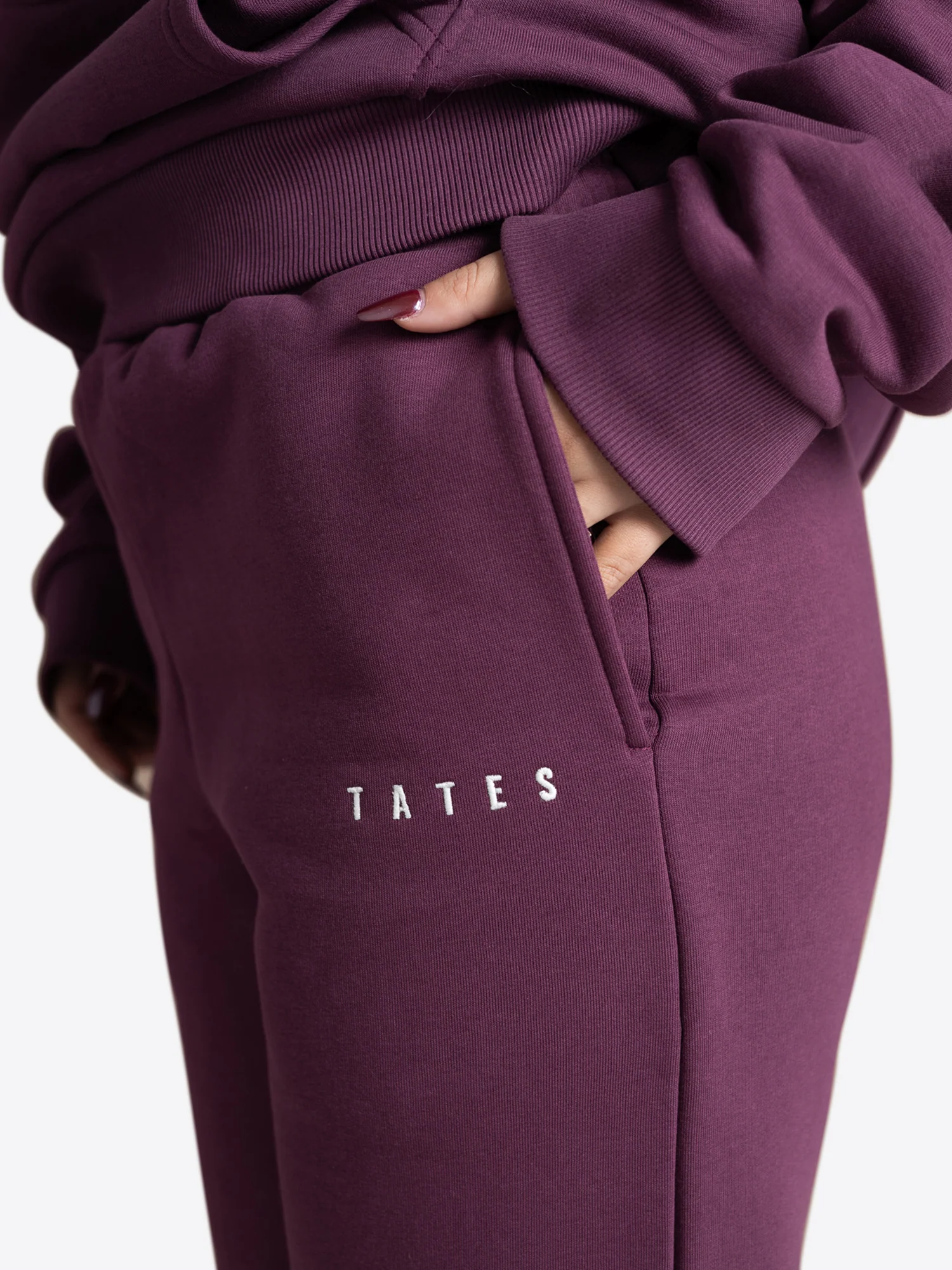 Jogginghose mit weitem Bein – Aubergine - Image 4