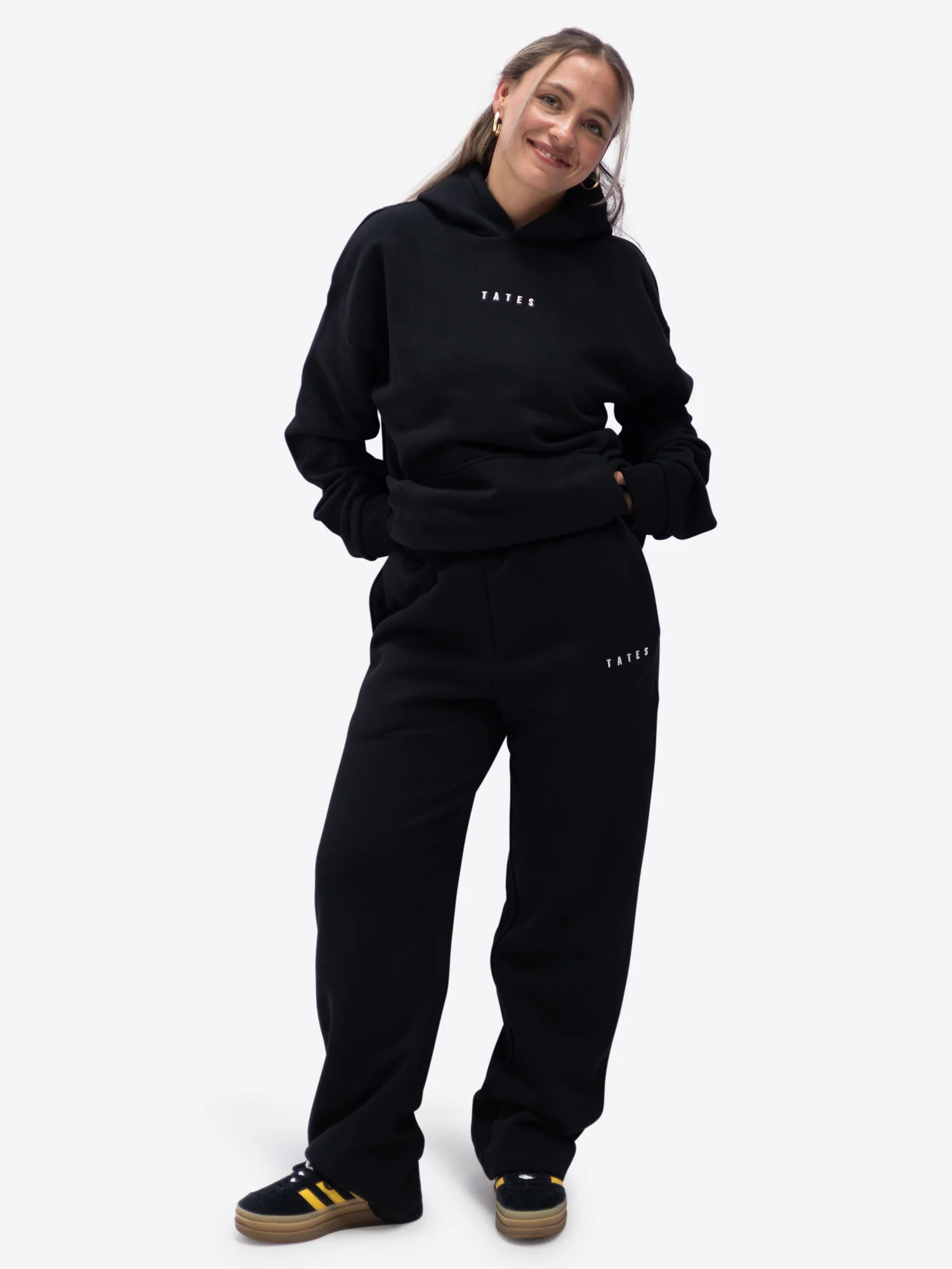 Jogginghose mit weitem Bein – Schwarz - Image 3