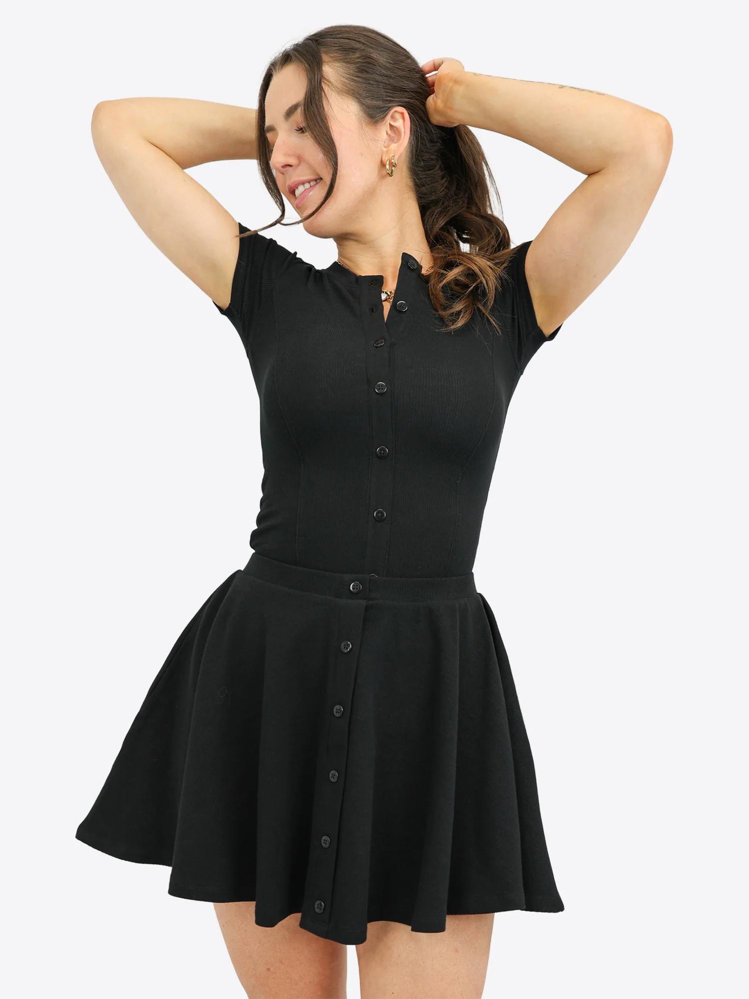 Mini Rib Skort mit Knopfleiste - Image 3