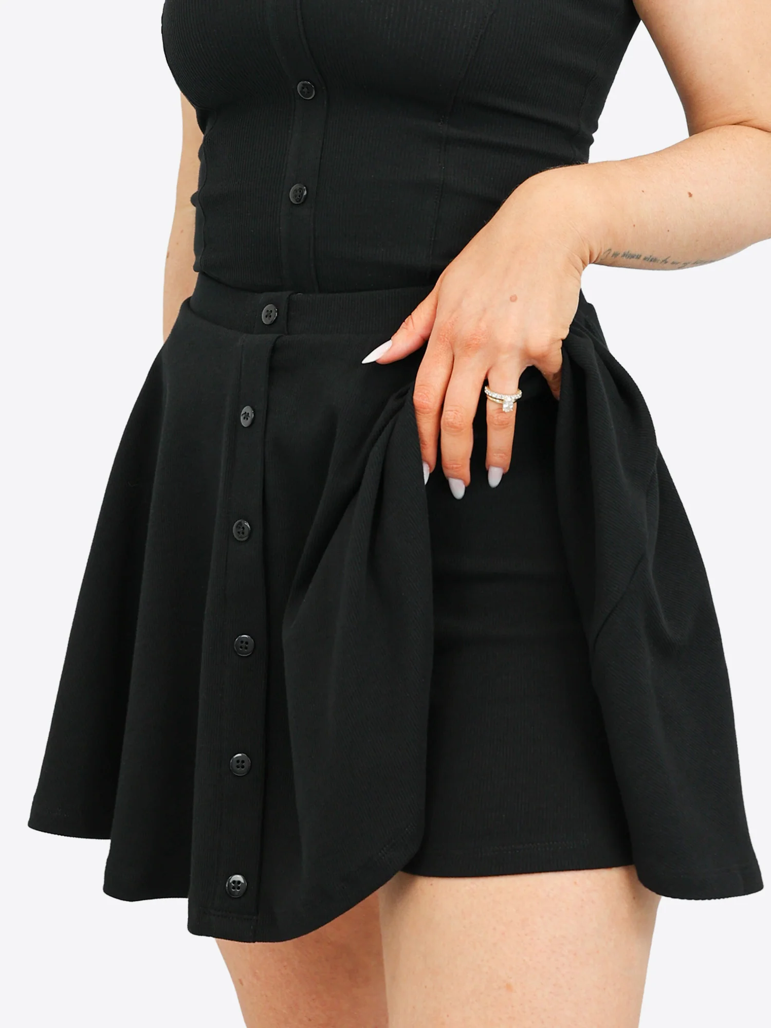 Mini Rib Skort mit Knopfleiste - Image 4