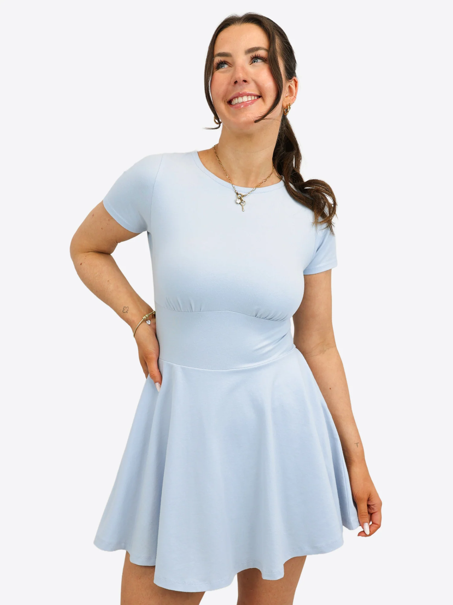 Mini Skort Kleid – Hellblau - Image 3