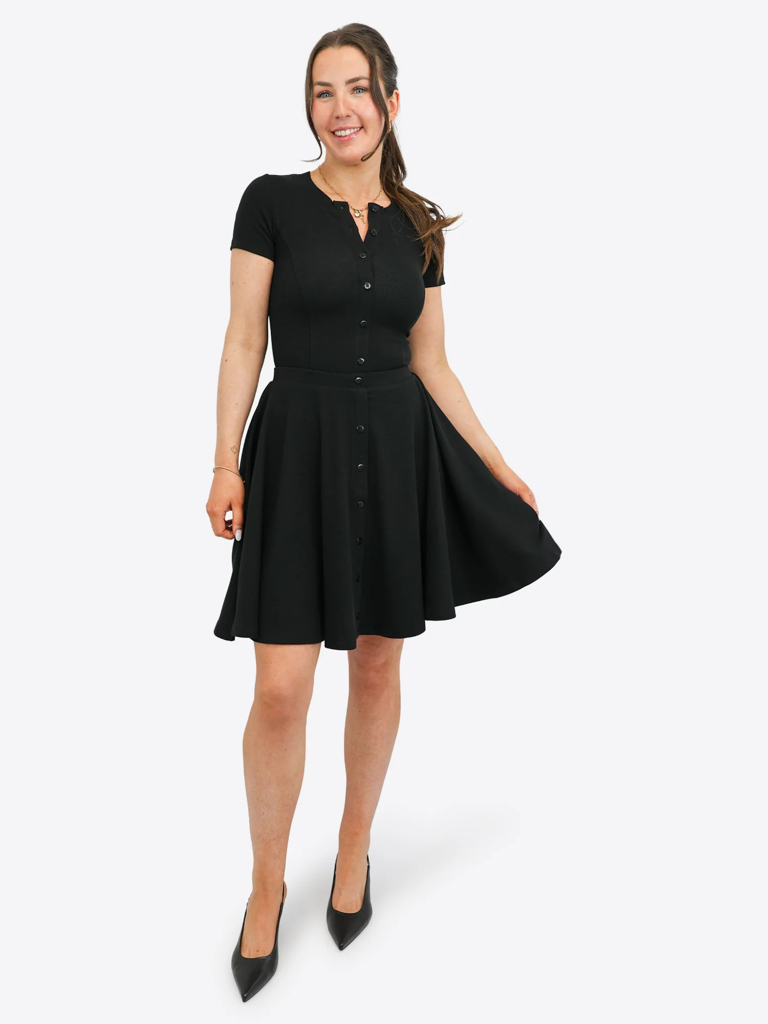 Classic Rib Skort mit Knopfleiste