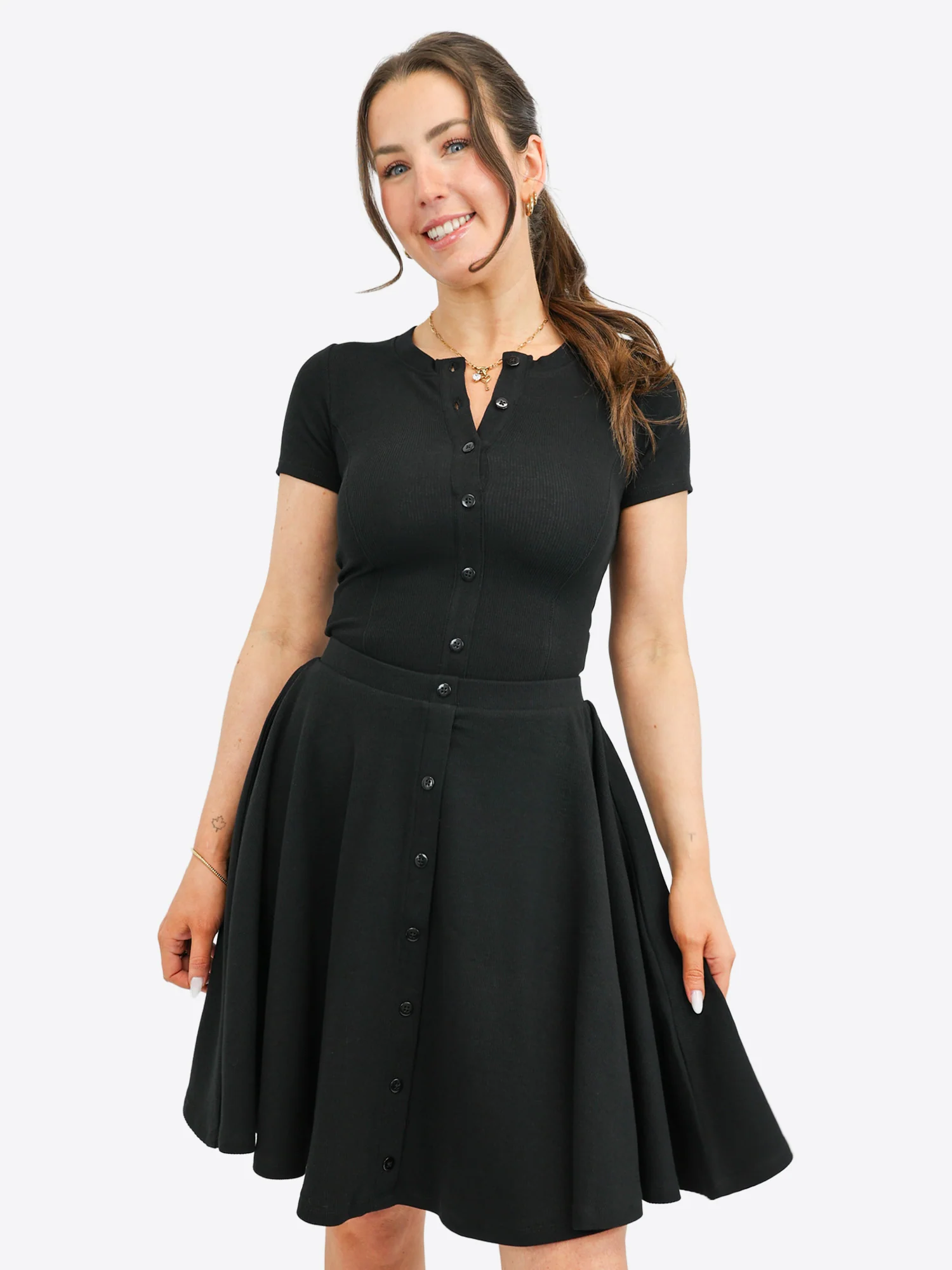 Classic Rib Skort mit Knopfleiste - Image 3