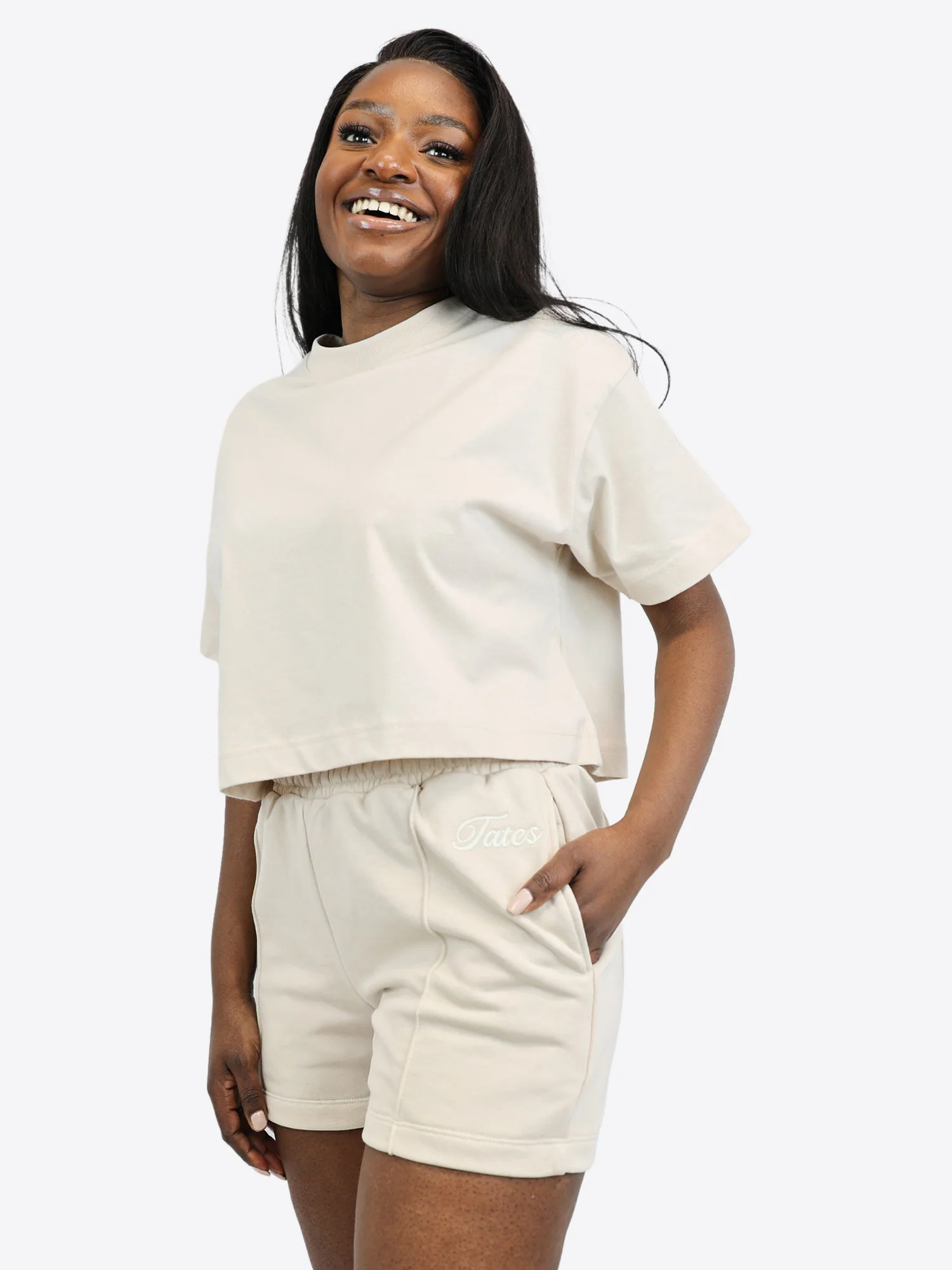 Light Jogginghose kurz mit Biese – Beige
