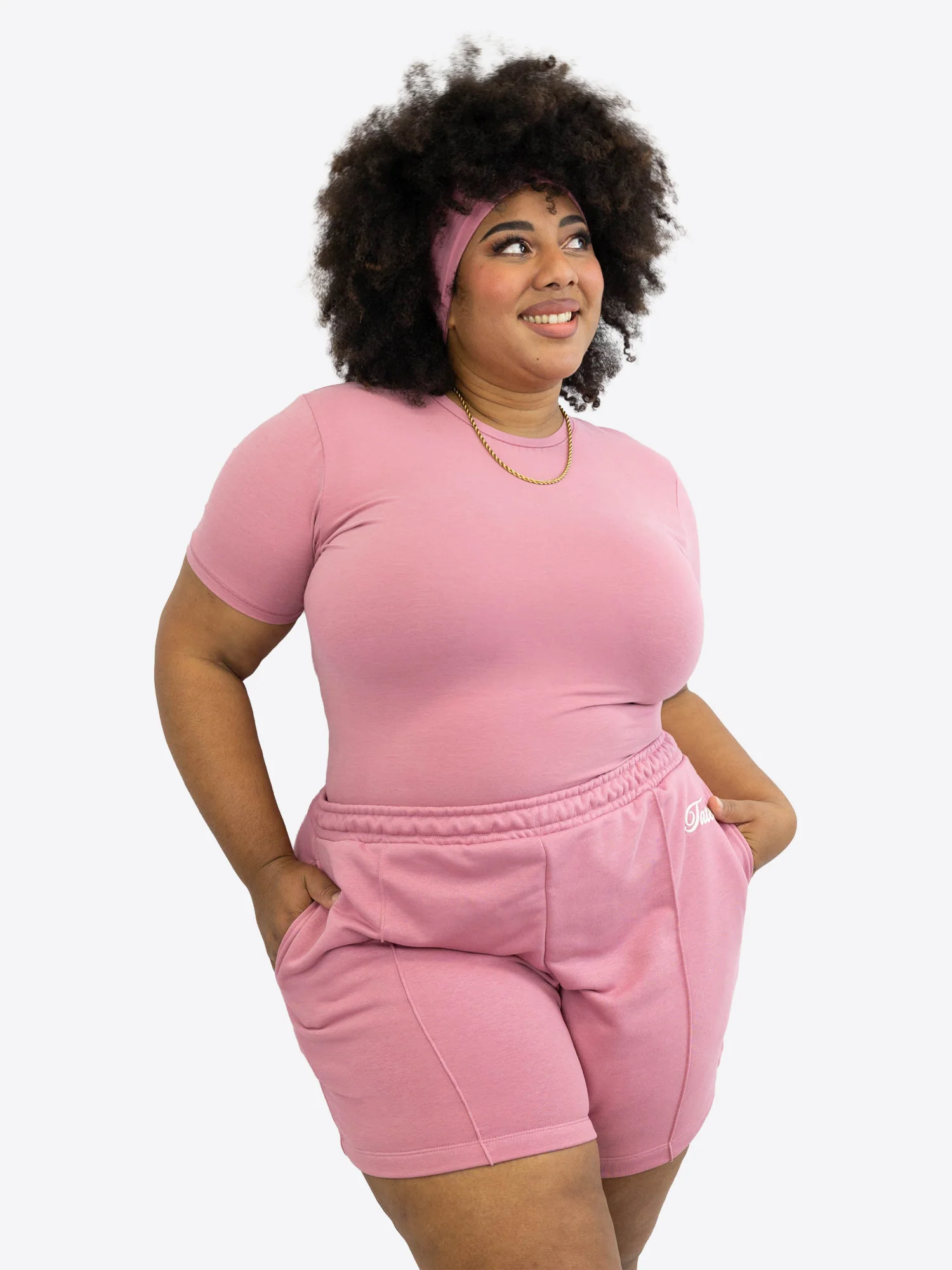 Light Jogginghose kurz mit Biese – Rouge