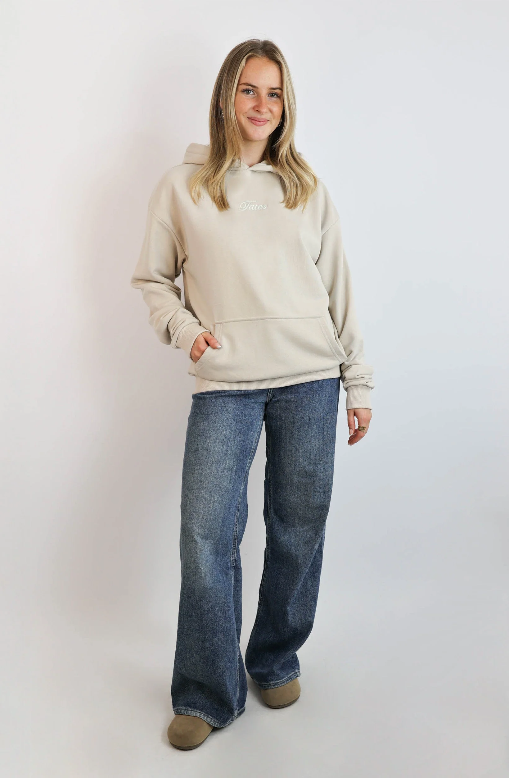 Light Regular Waistband Hoodie – Beige - Image 3