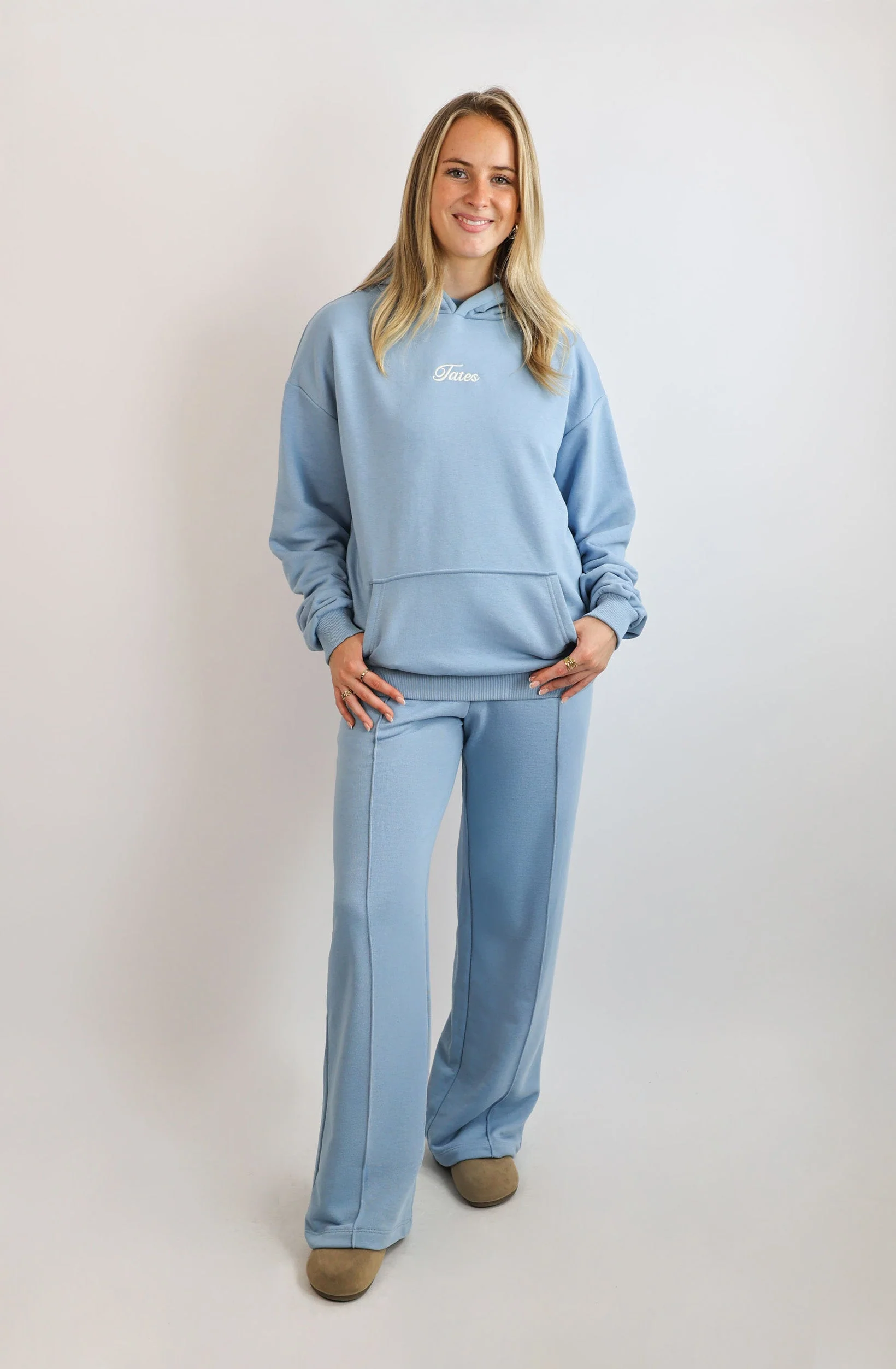 Light Regular Waistband Hoodie – Dusty Blue - Image 3