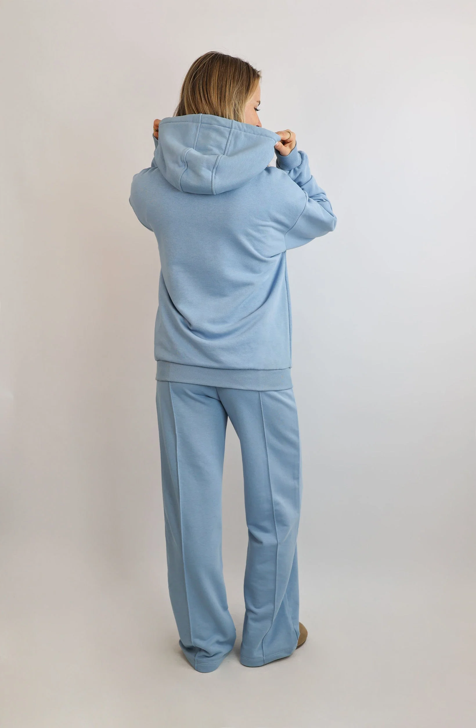 Light Regular Waistband Hoodie – Dusty Blue - Image 4