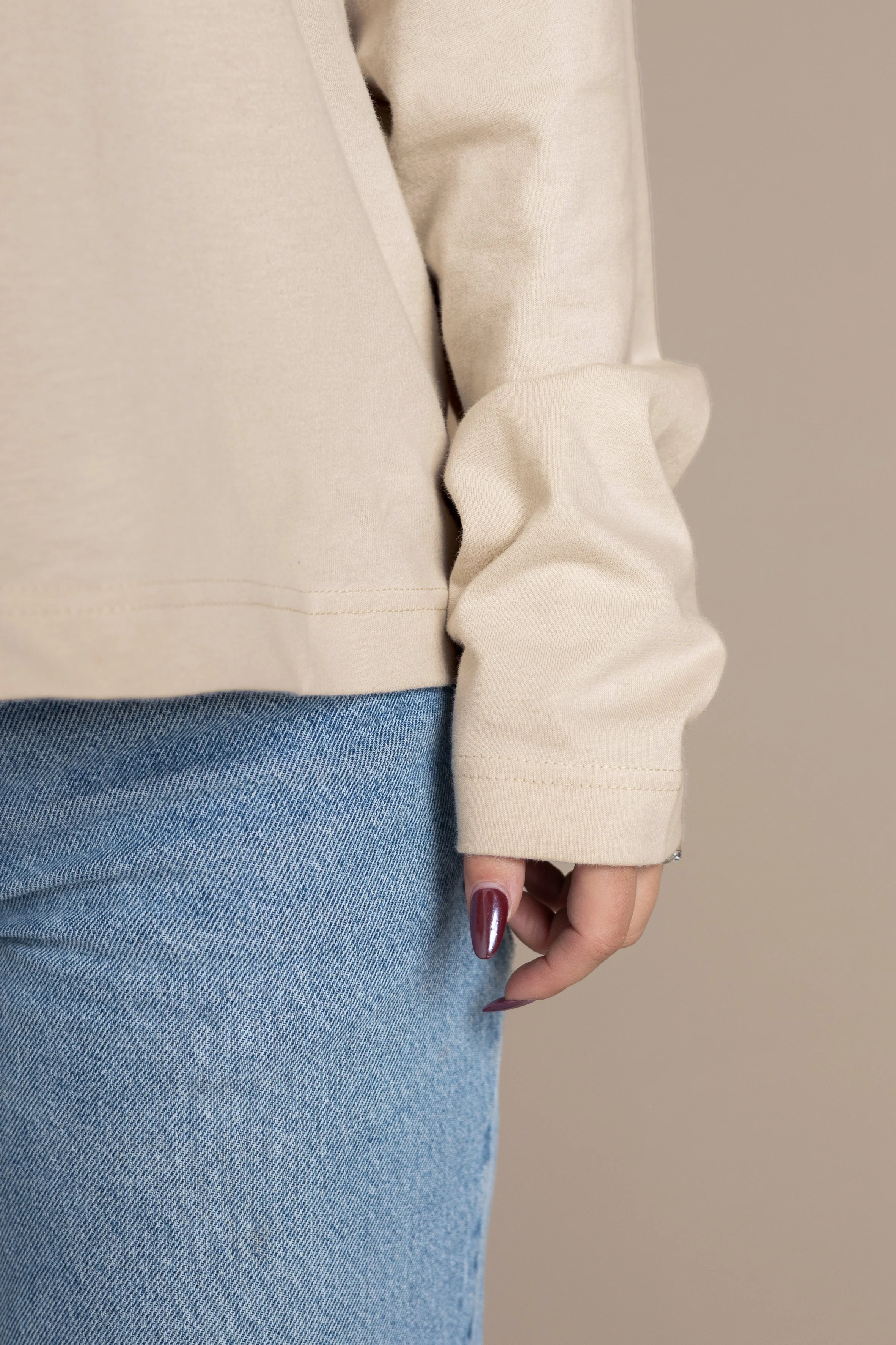 Oversize Longsleeve – Beige - Image 4