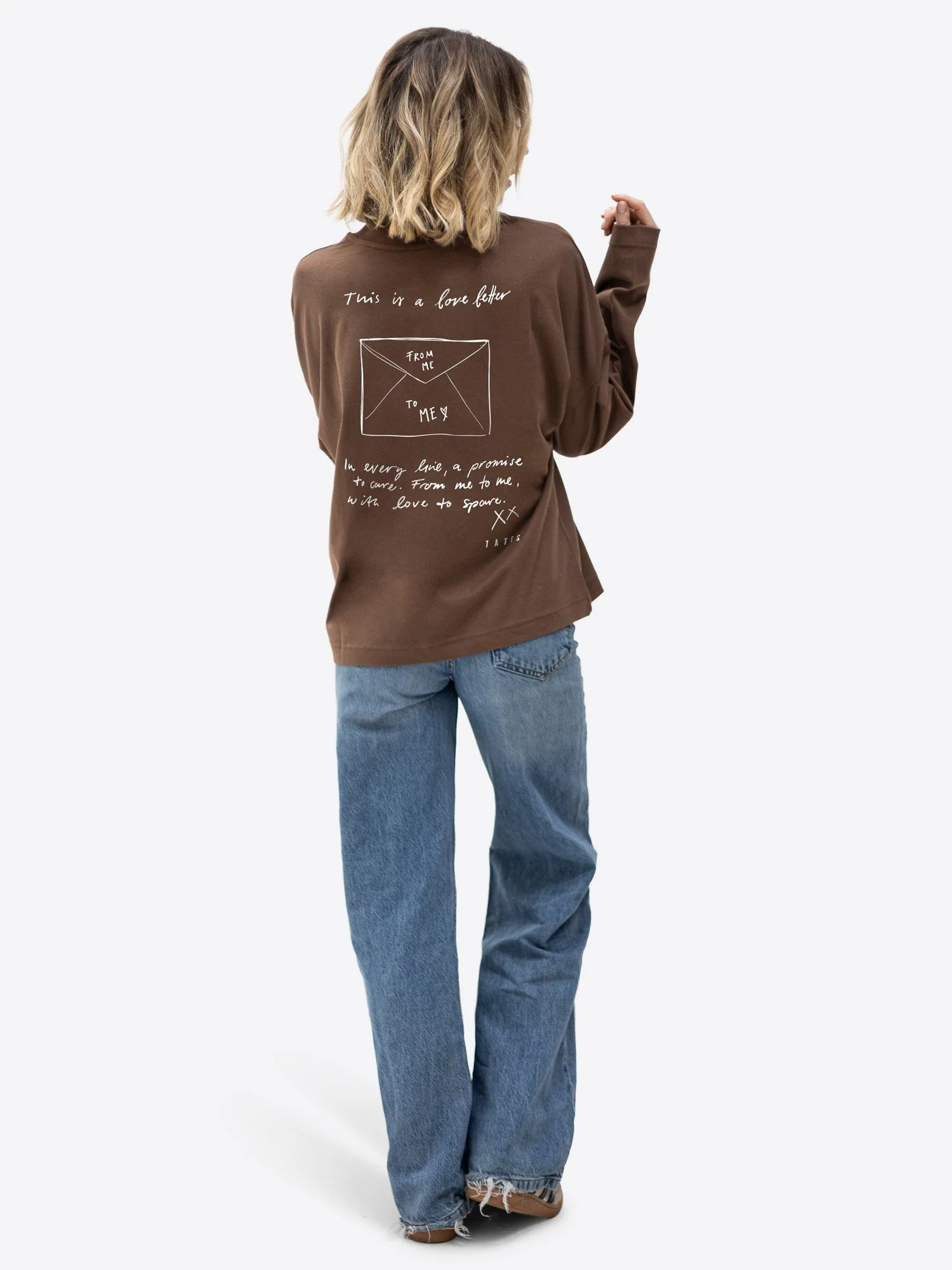 Oversized Longsleeve "Love letter" – Chocolate