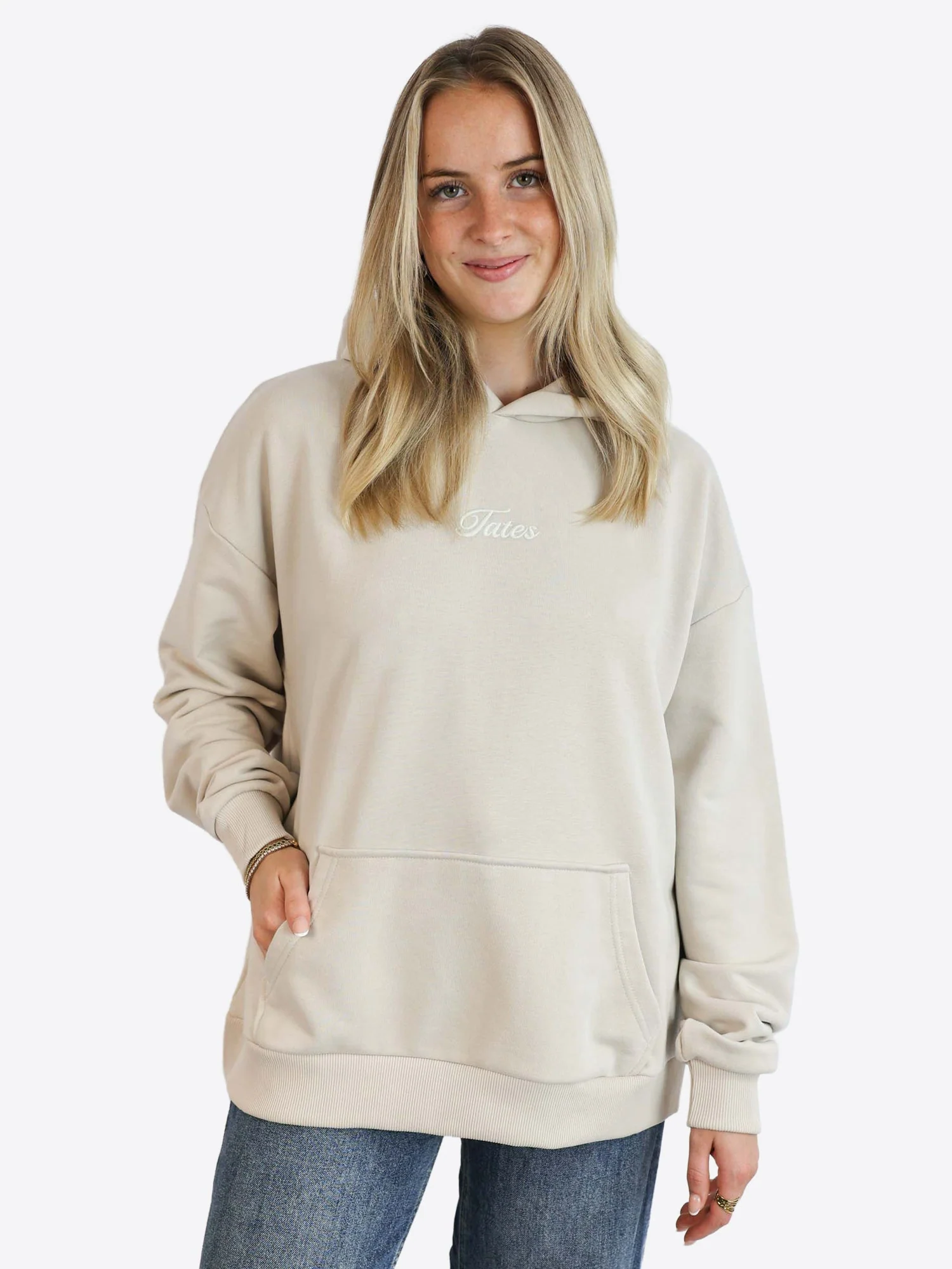 Light Wide Waistband Hoodie – Beige