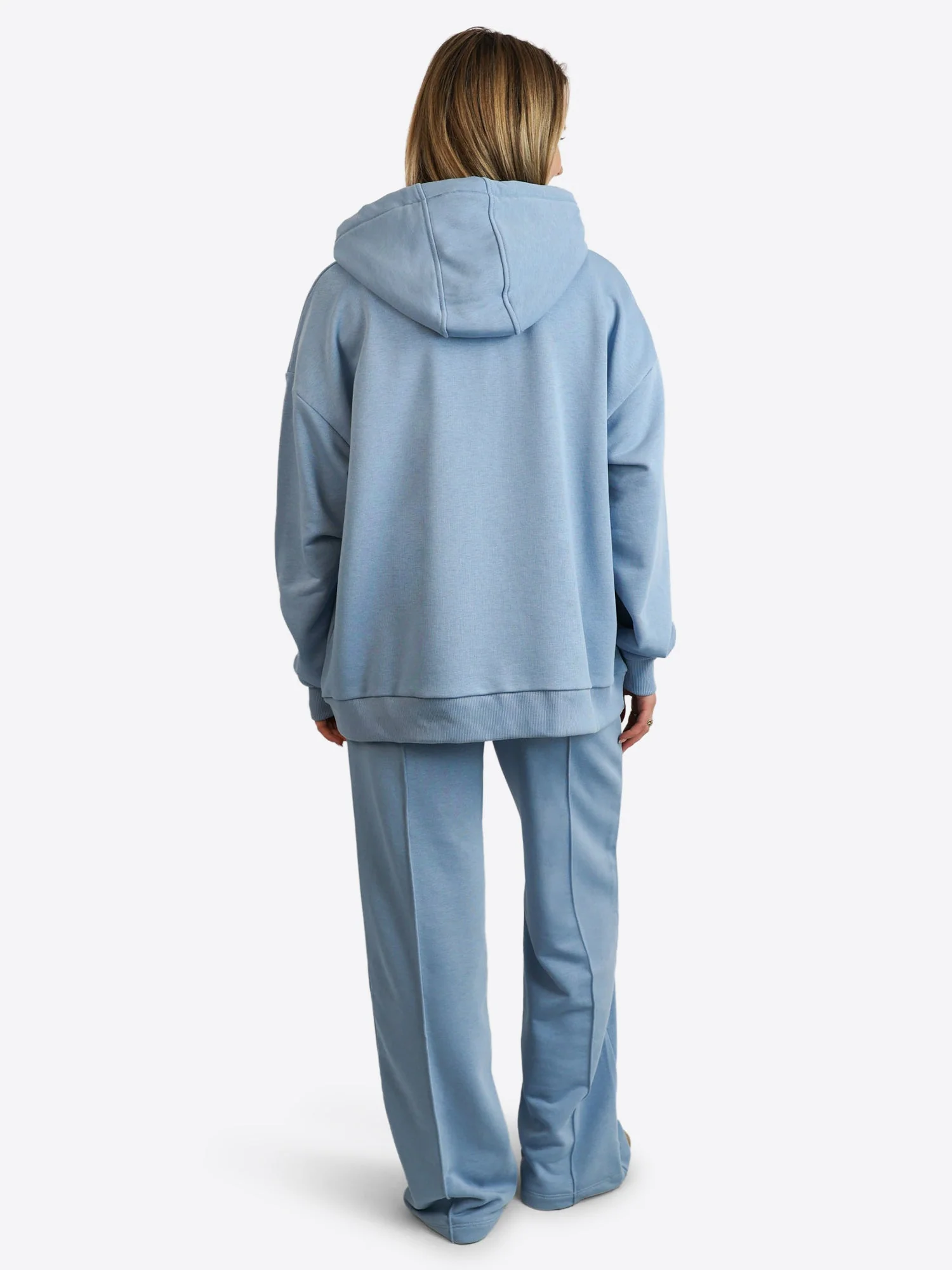 Light Wide Waistband Hoodie – Dusty Blue - Image 4