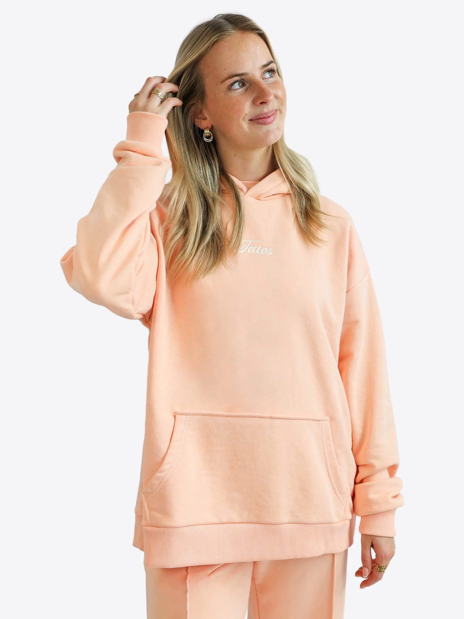 Light Wide Waistband Hoodie – Peach