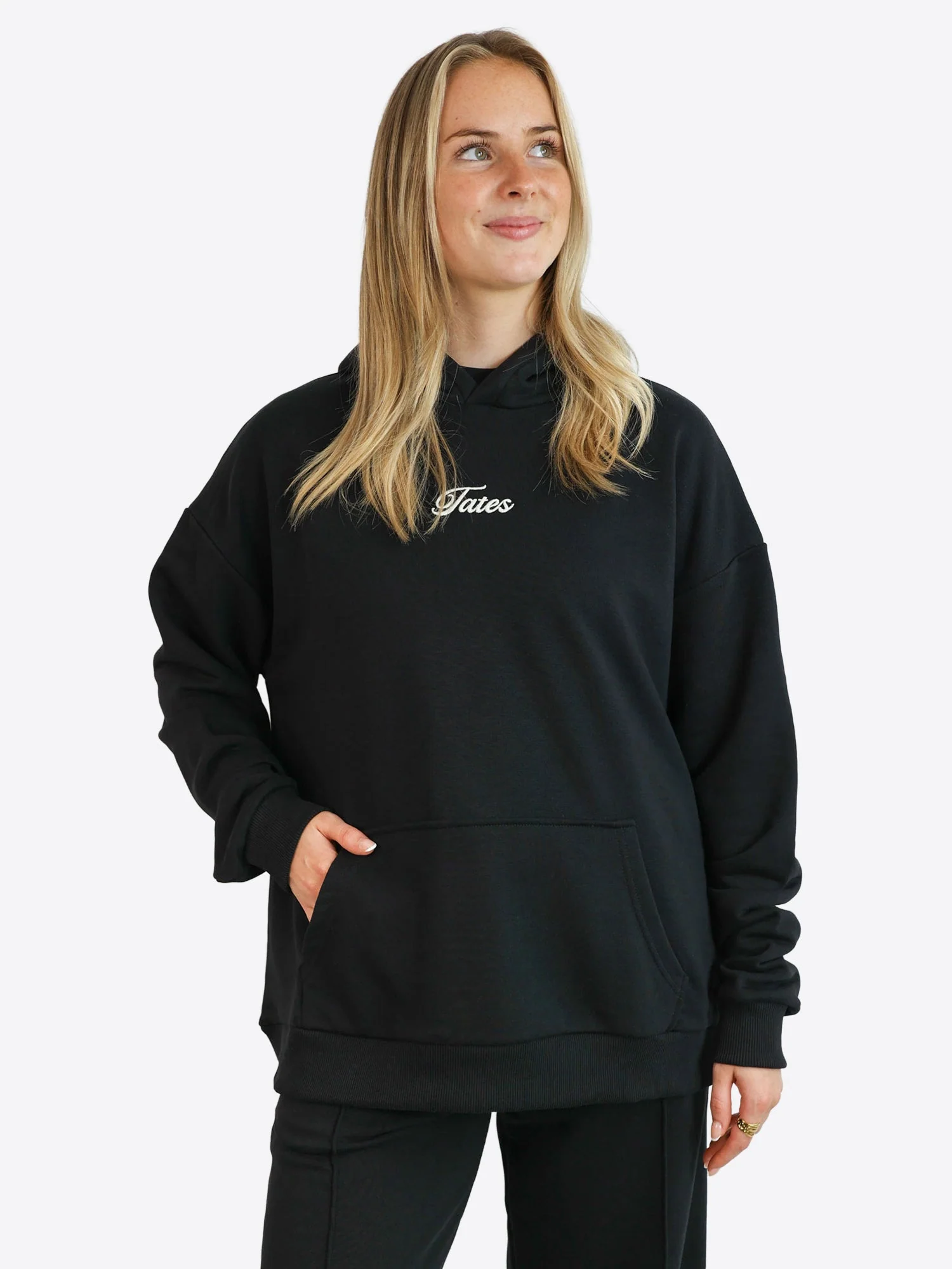 Light Wide Waistband Hoodie – Schwarz