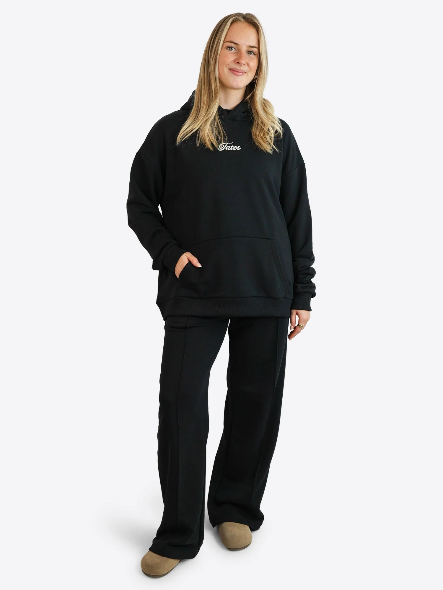 Light Wide Waistband Hoodie – Schwarz - Image 3