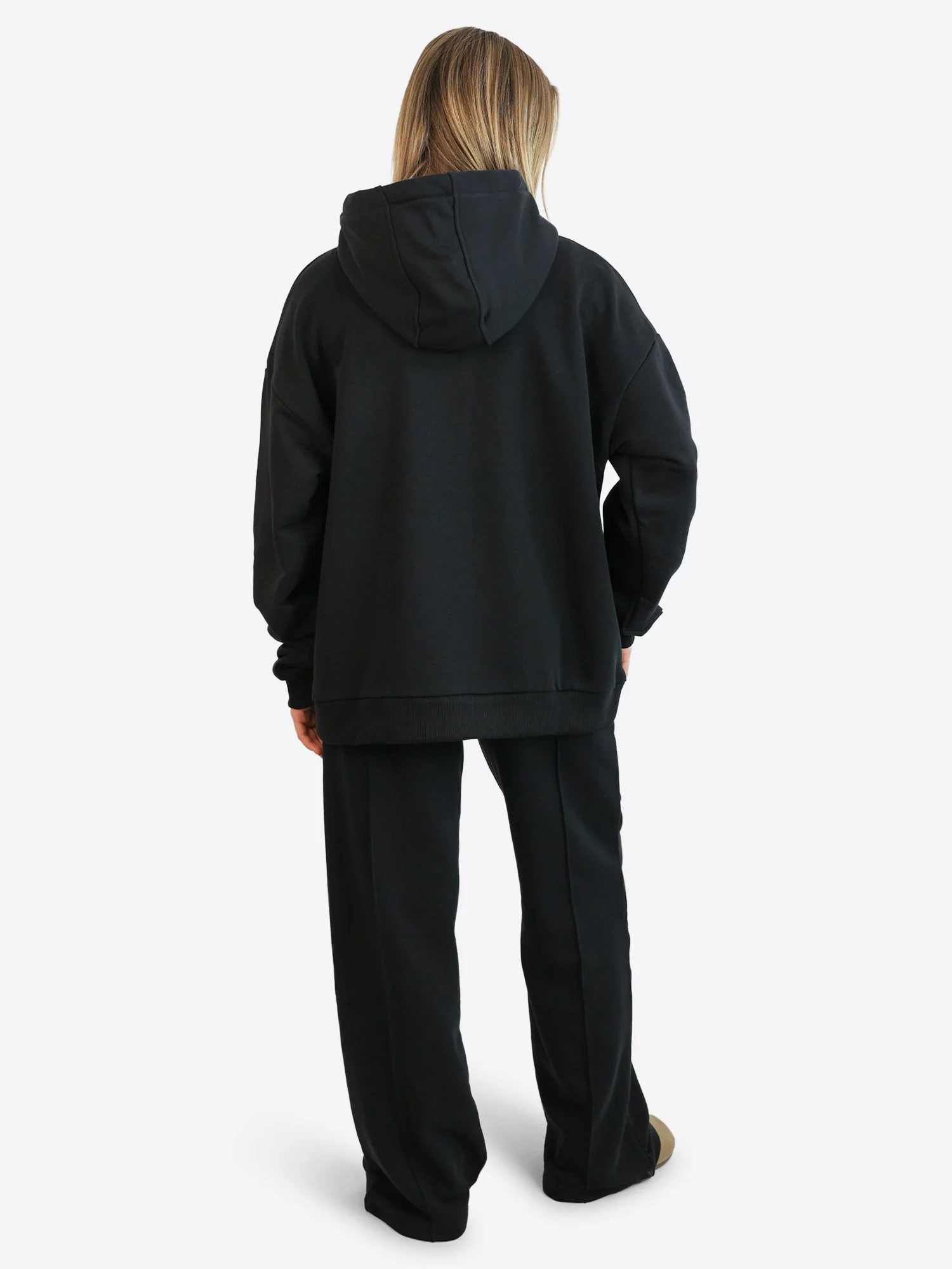 Light Wide Waistband Hoodie – Schwarz - Image 4