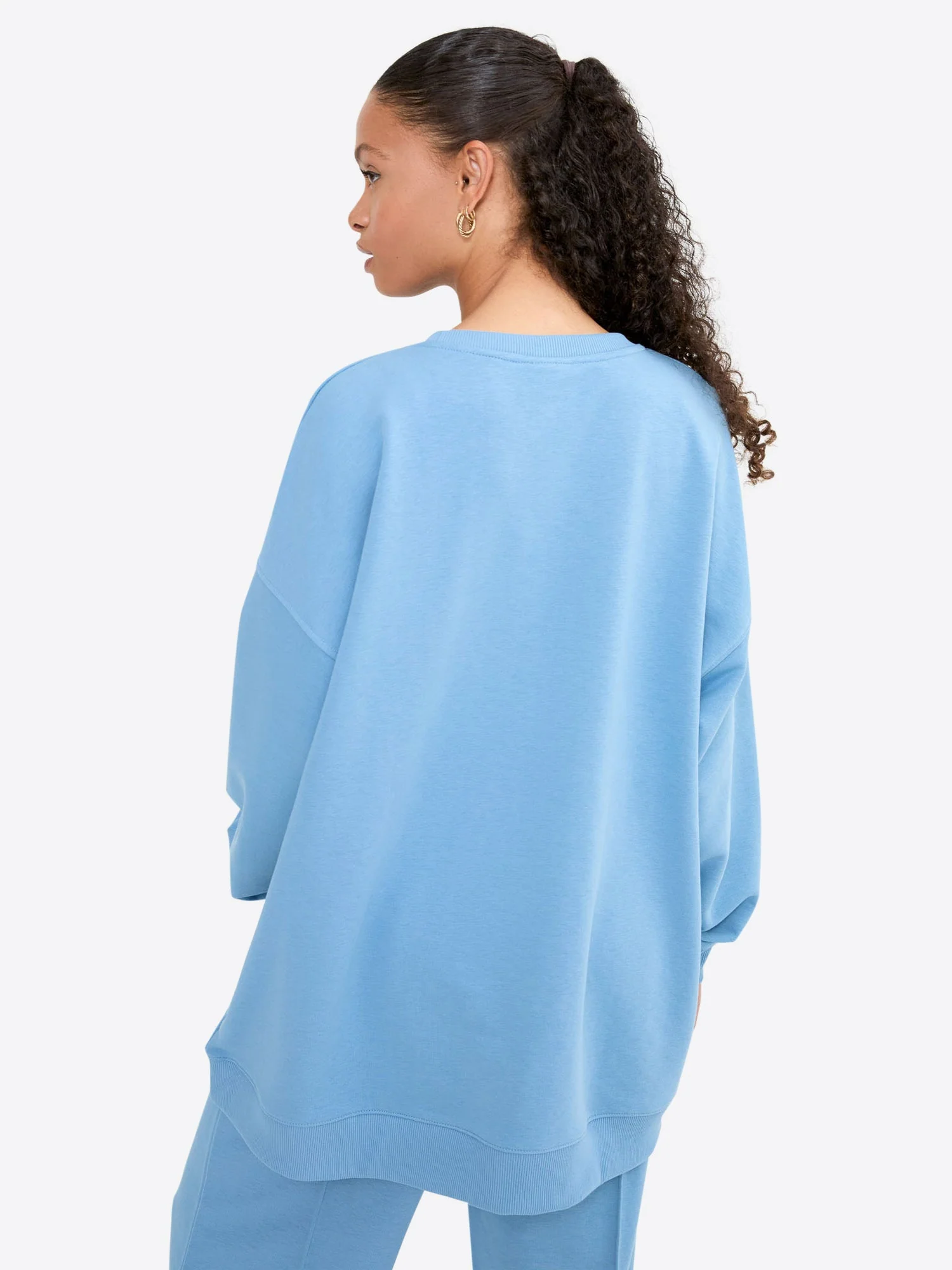 Light Wide Waistband Sweater – Dusty Blue - Image 3