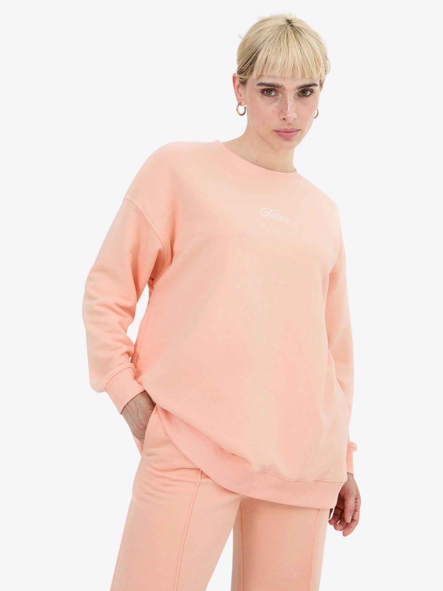 Light Wide Waistband Sweater – Peach