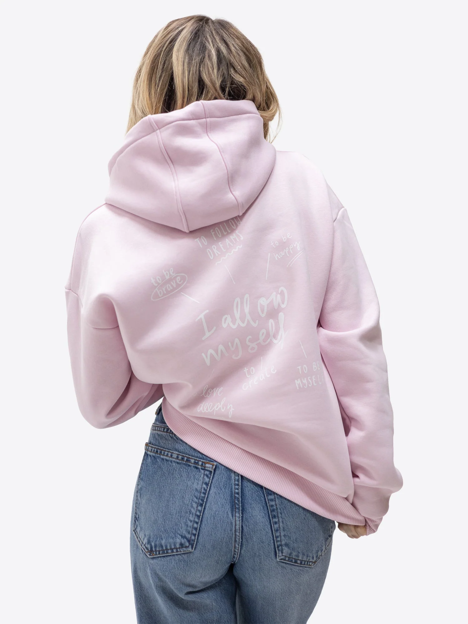 Regular Waistband Hoodie "I allow myself" – Rosa