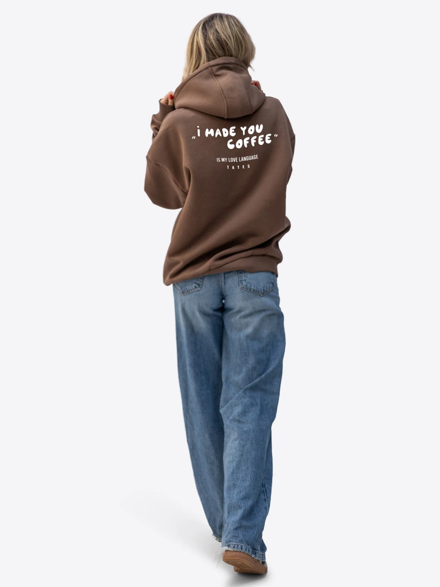 Regular Waistband Hoodie "I made you coffee" – Chocolate