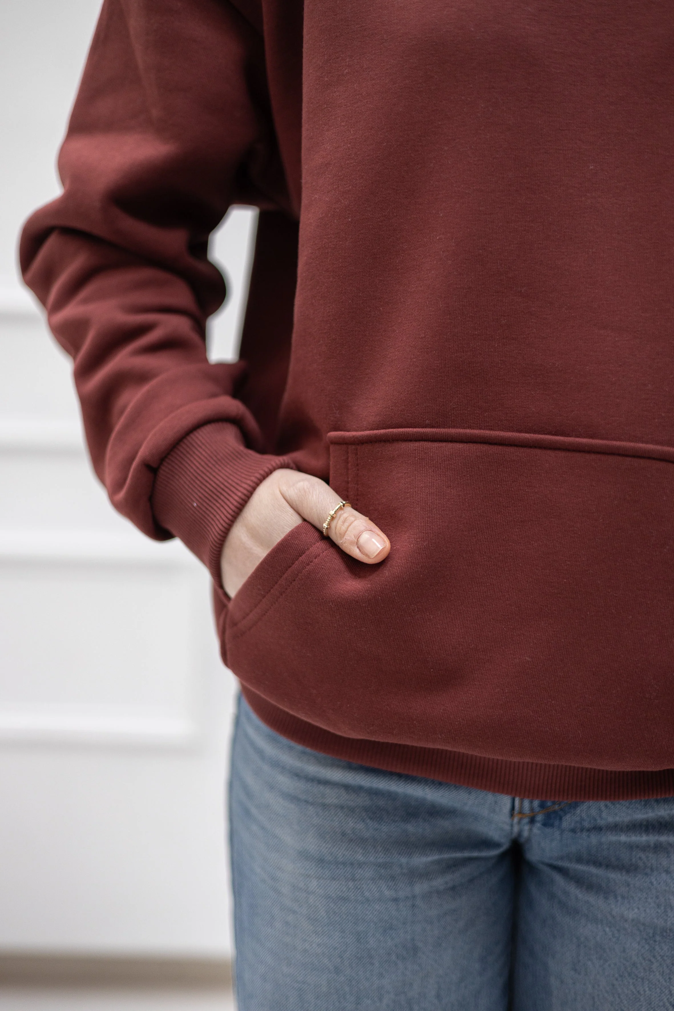 Regular Waistband Hoodie "Love letter" – Bordeaux - Image 4