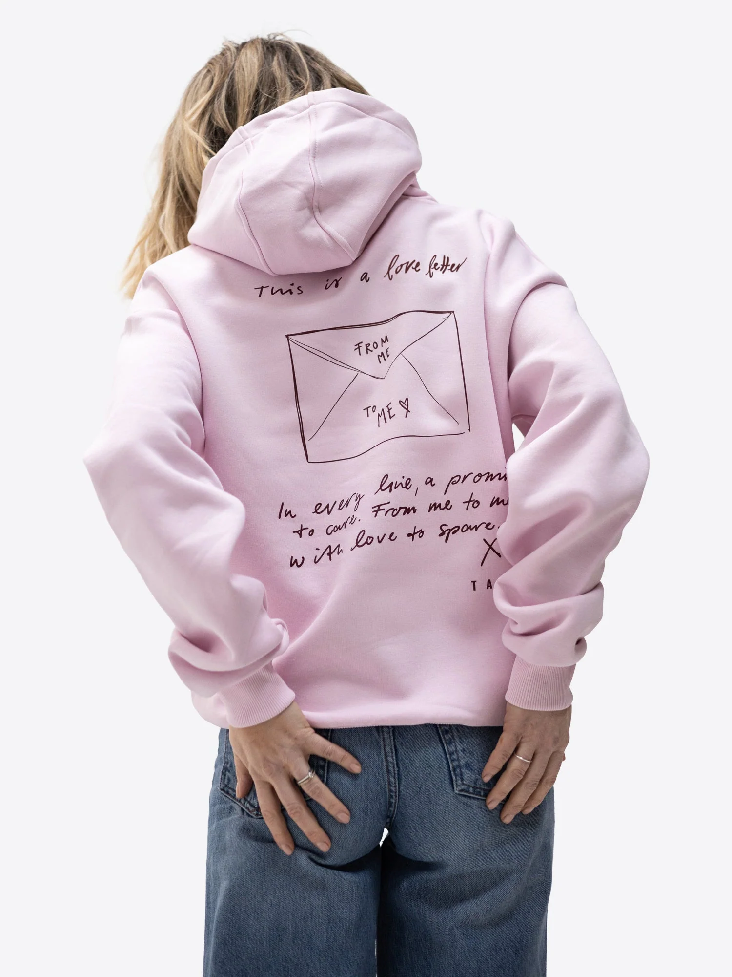 Regular Waistband Hoodie "Love letter" – Rosa