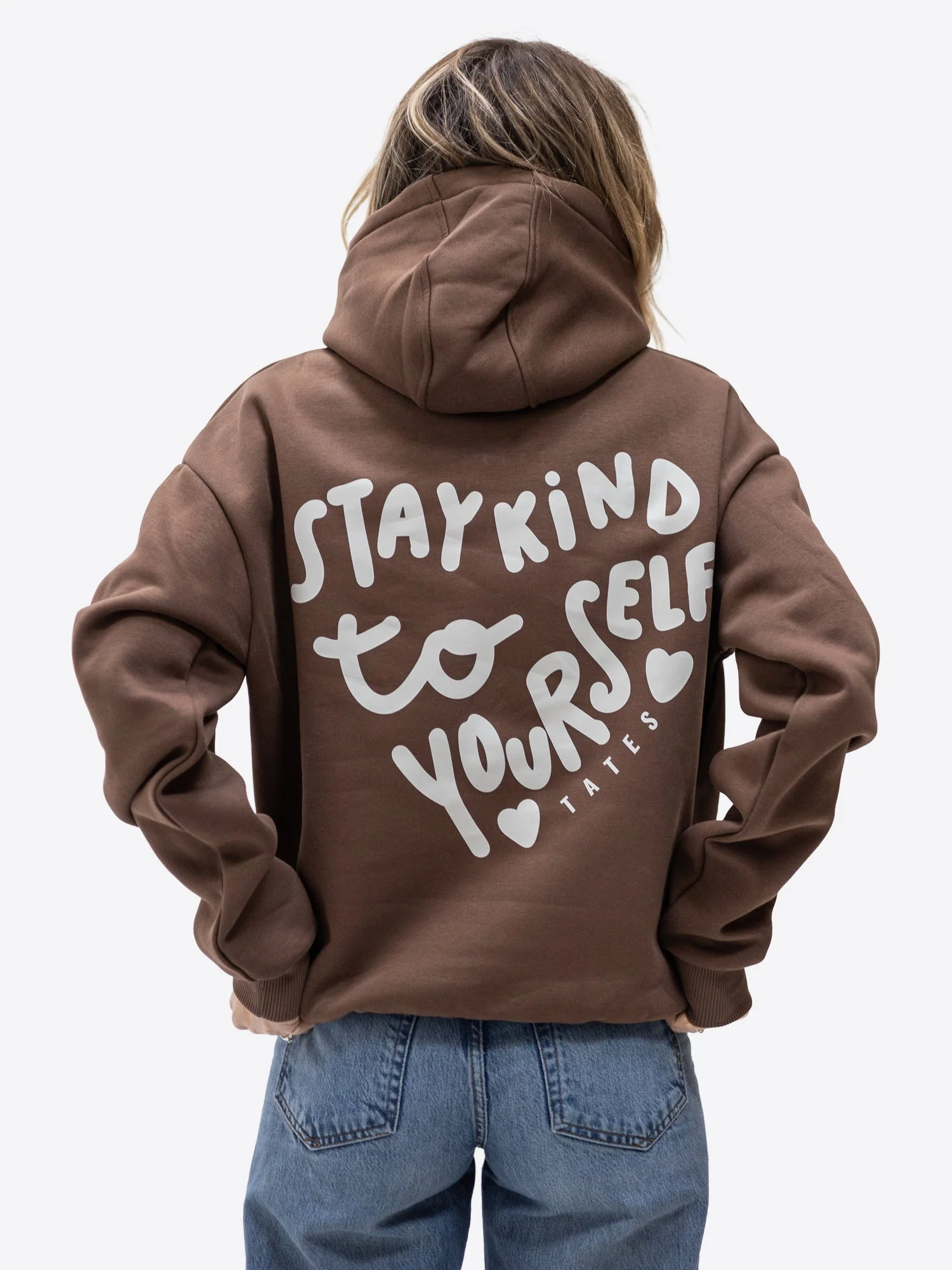 Regular Waistband Hoodie "Stay kind" – Chocolate