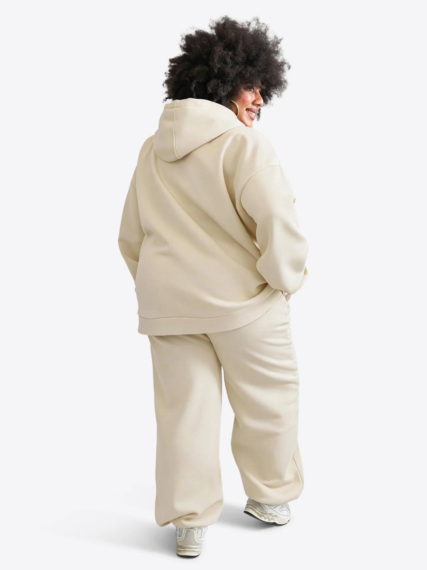 Wide Waistband Hoodie 2.0 – Beige - Image 3