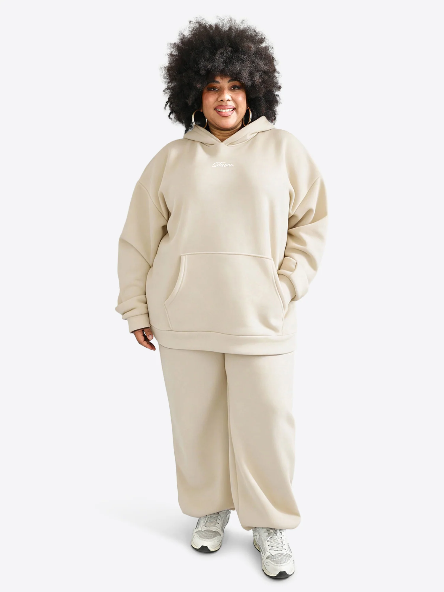 Wide Waistband Hoodie 2.0 – Beige - Image 4