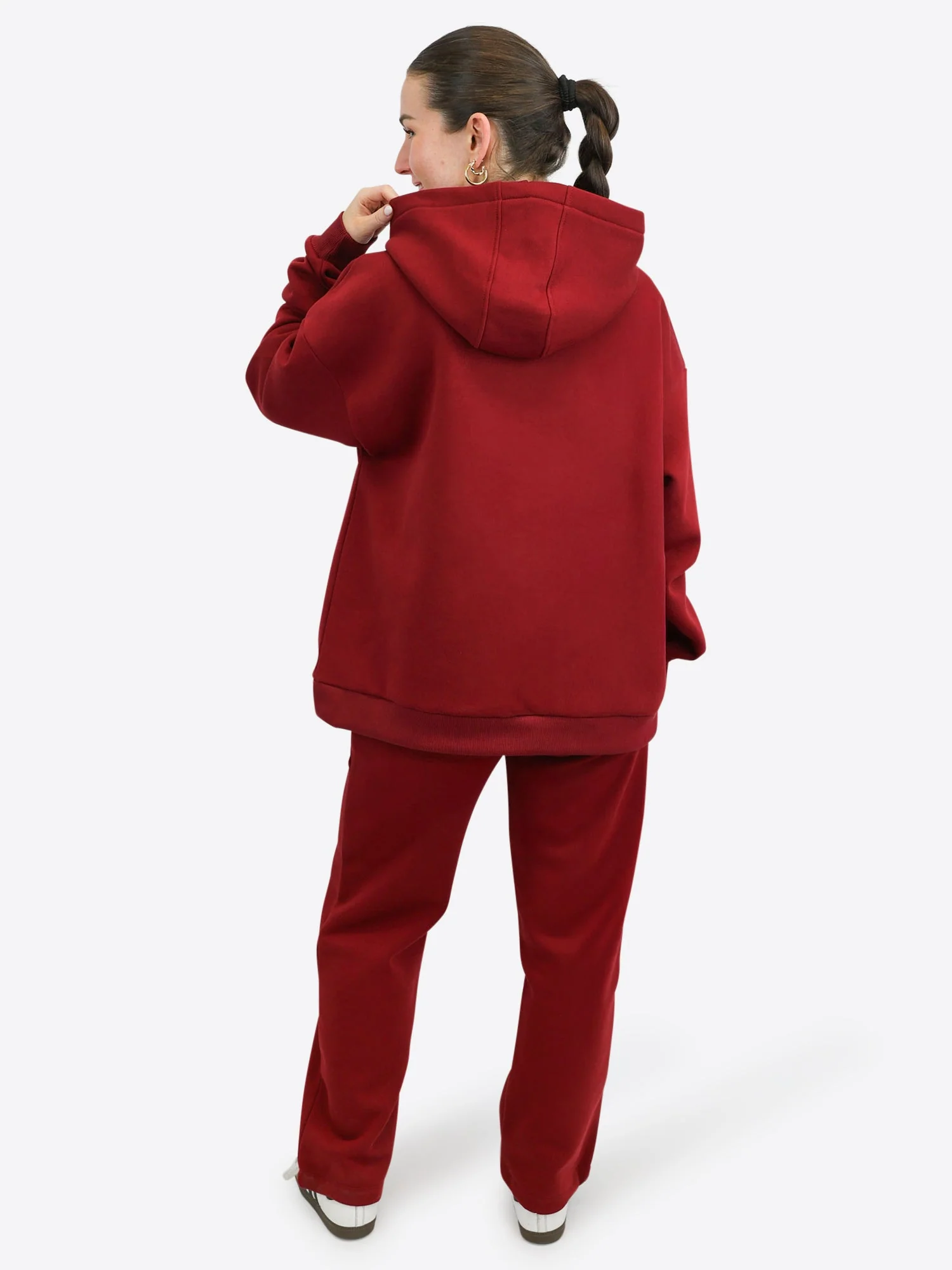 Wide Waistband Hoodie 2.0 – Cranberry - Image 4