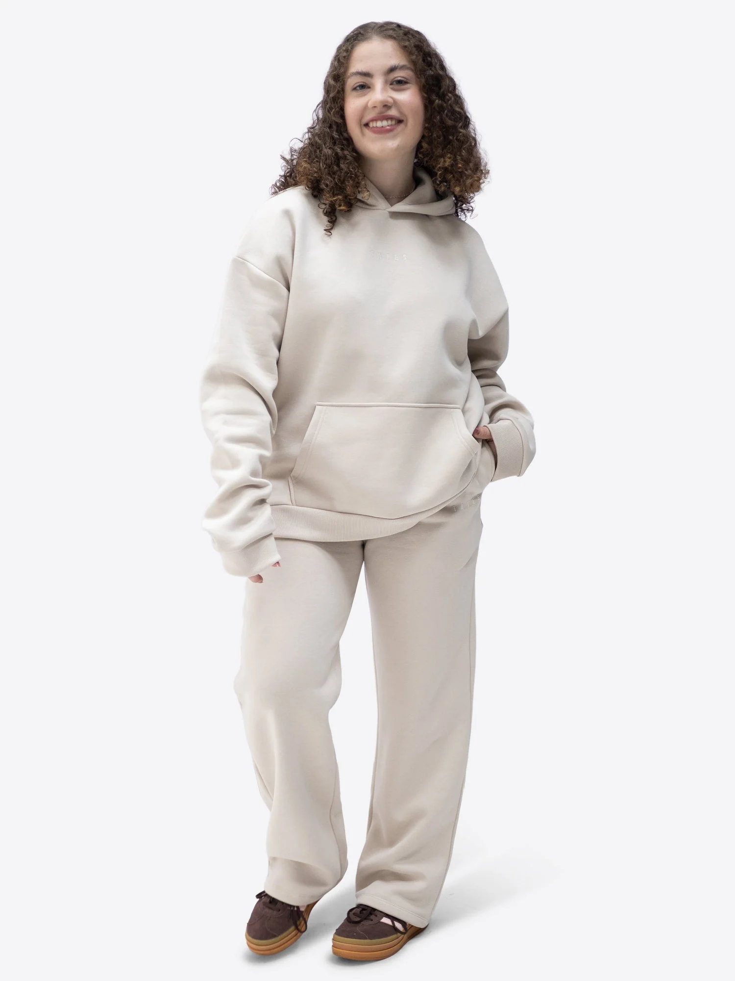 Wide Waistband Hoodie – Beige
