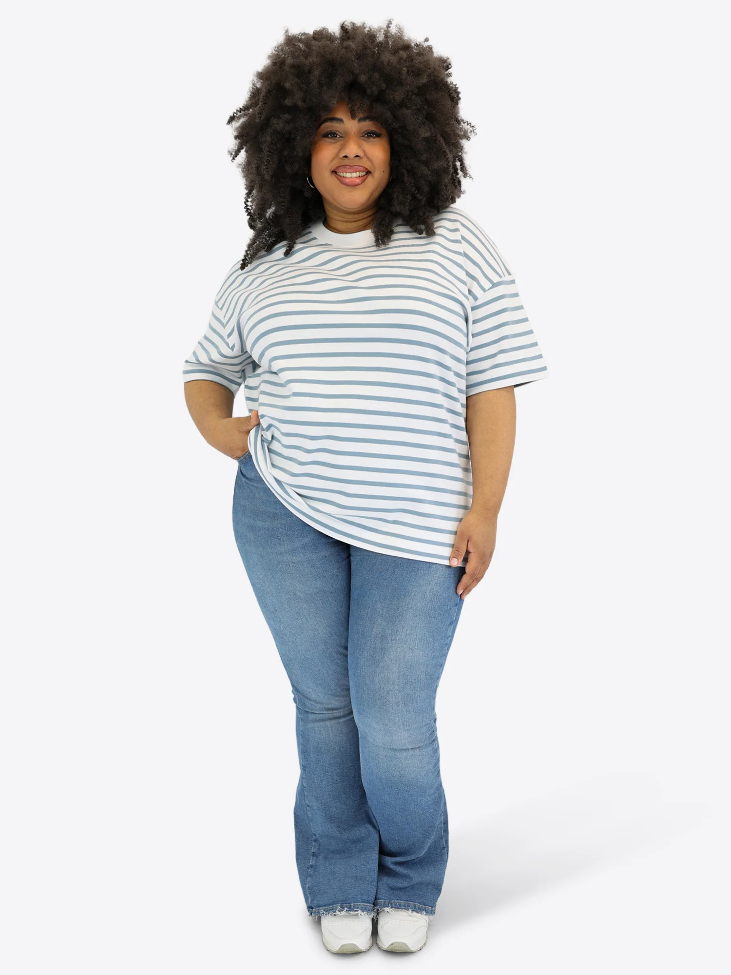Oversized T-Shirt 3.0 mit Streifen - Blau - Image 5