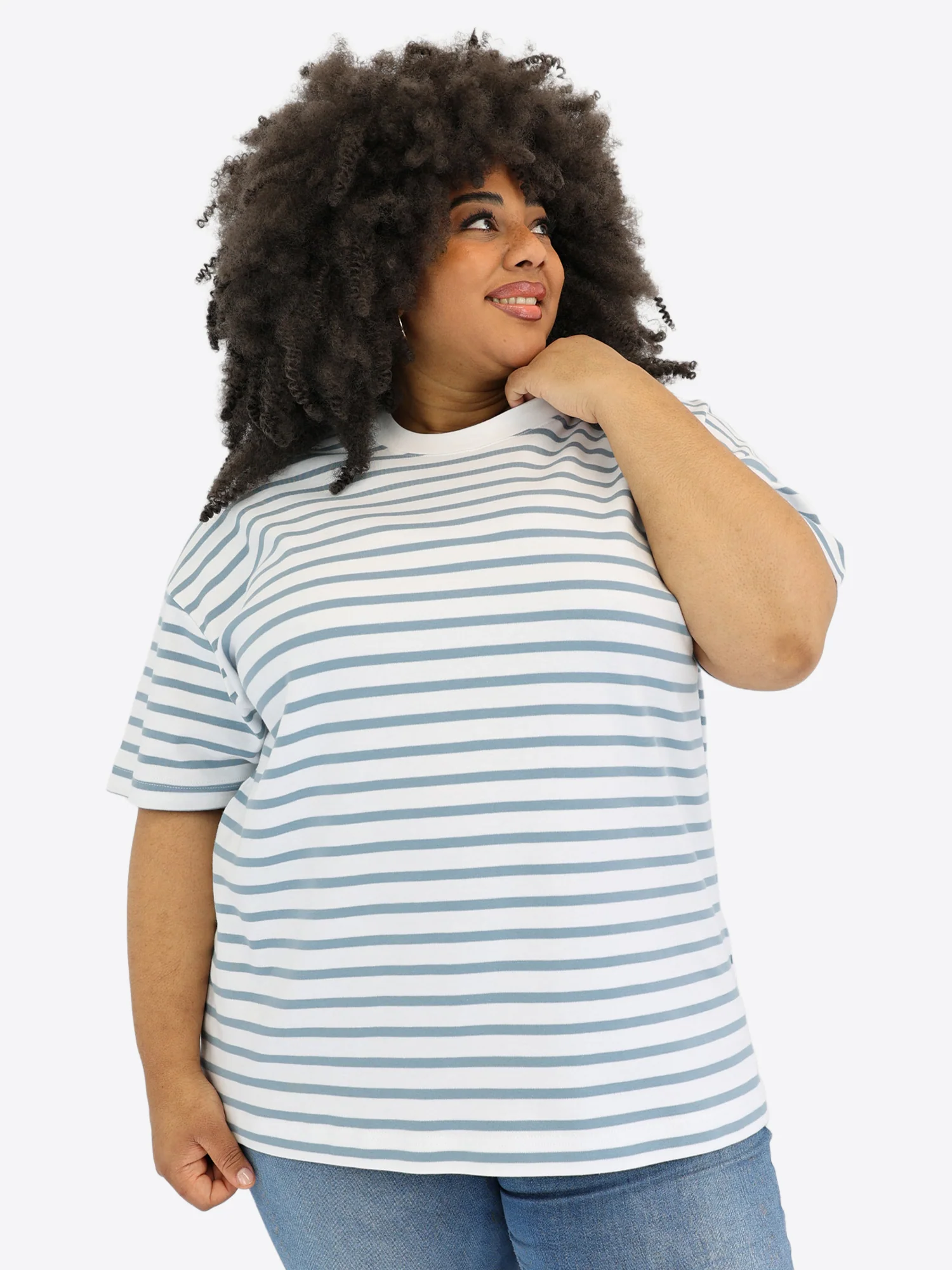 Oversized T-Shirt 3.0 mit Streifen - Blau - Image 6