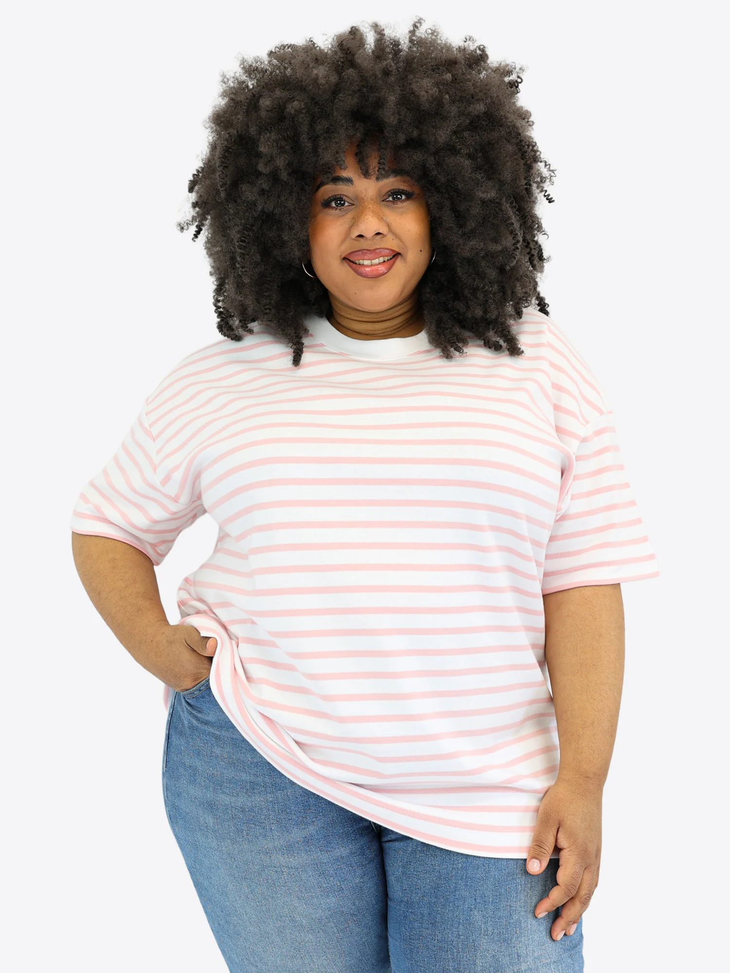 Oversized T-Shirt 3.0 mit Streifen - Rosa - Image 6