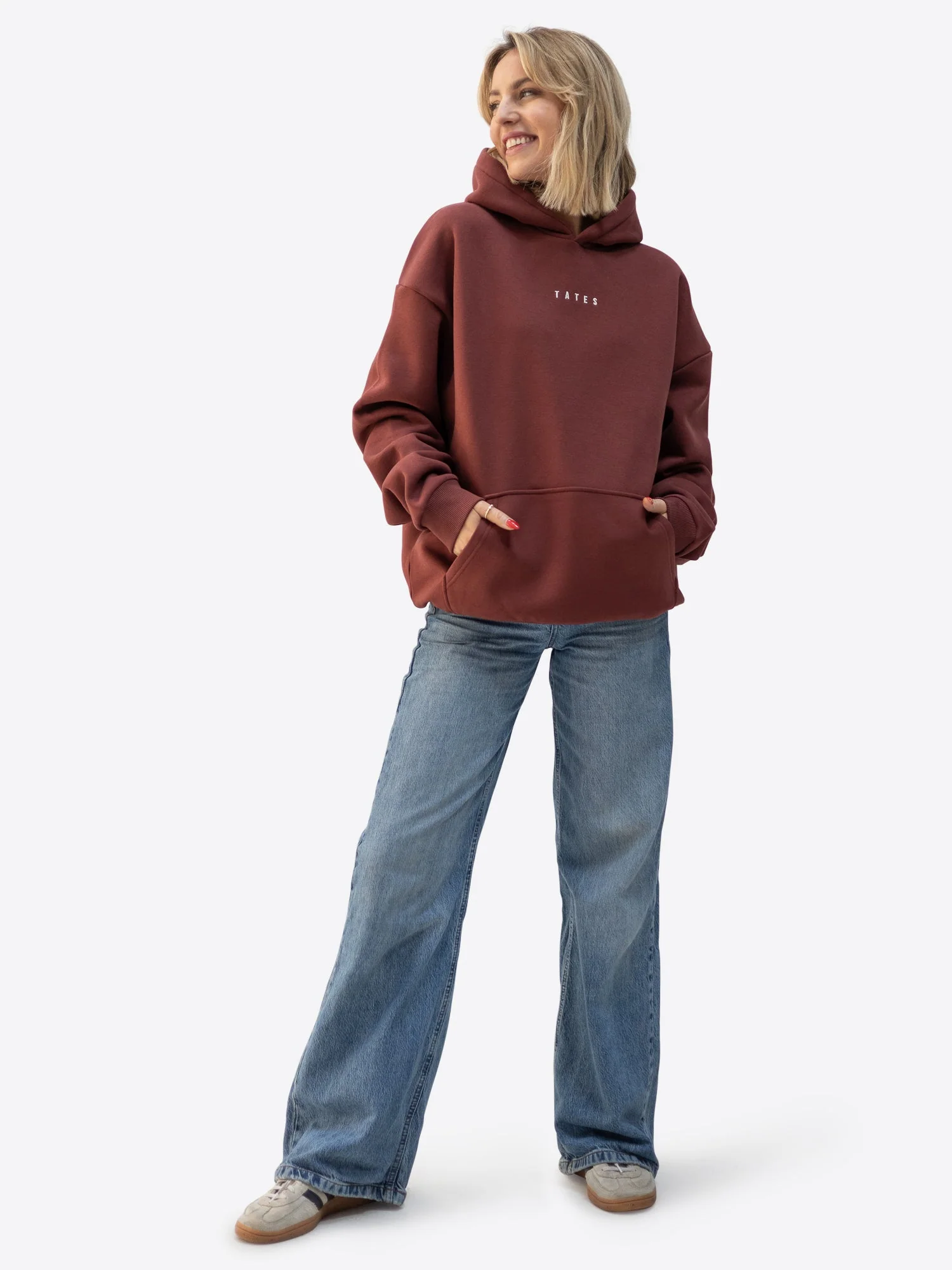 Regular Waistband Hoodie – Bordeaux - Image 2