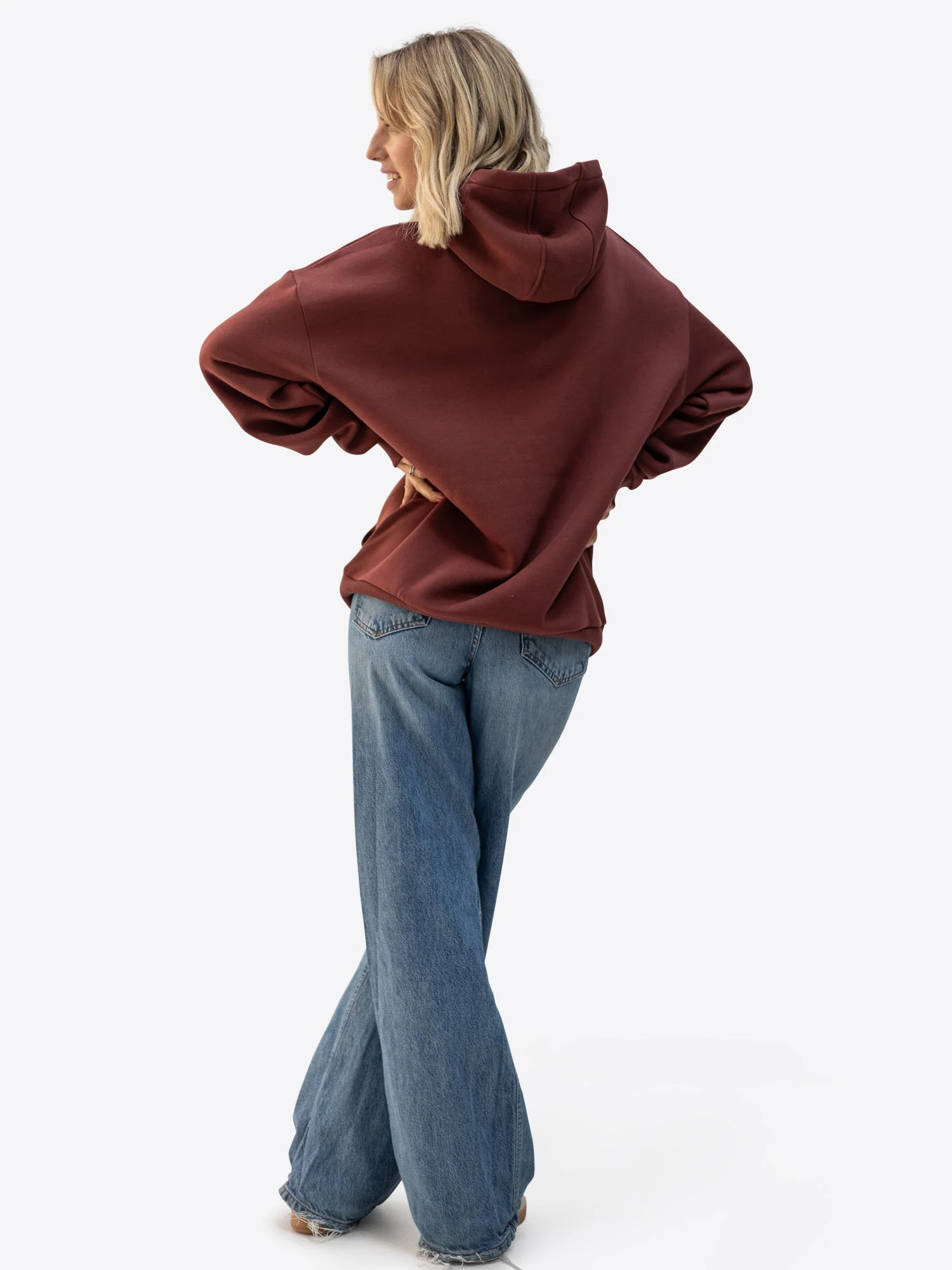 Regular Waistband Hoodie – Bordeaux - Image 3