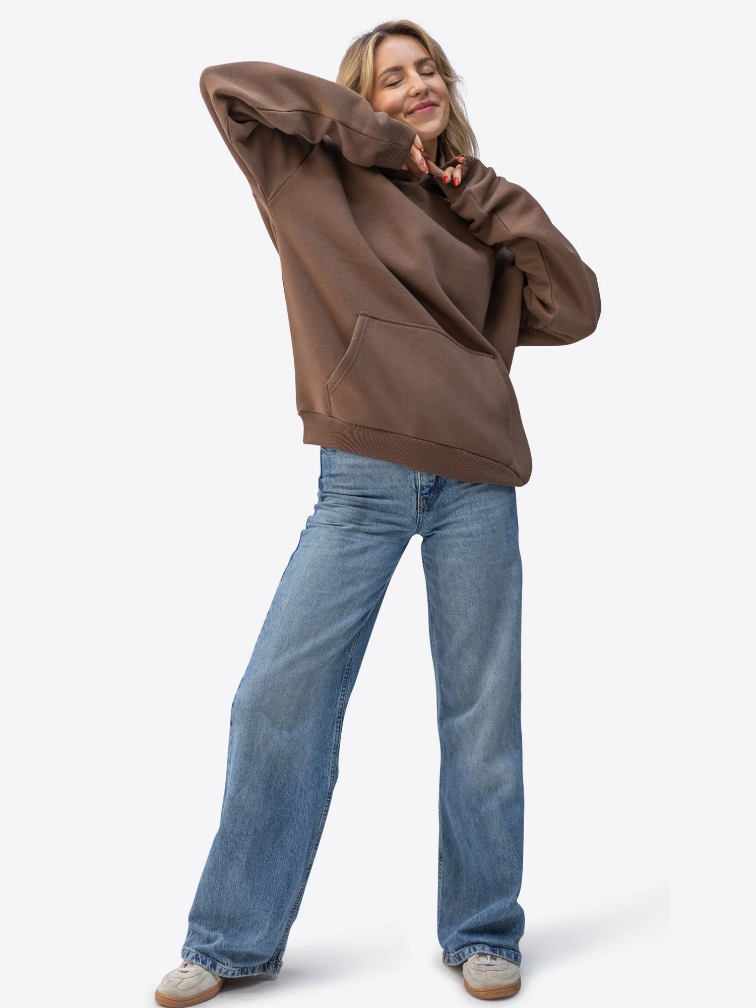 Regular Waistband Hoodie – Chocolate - Image 2
