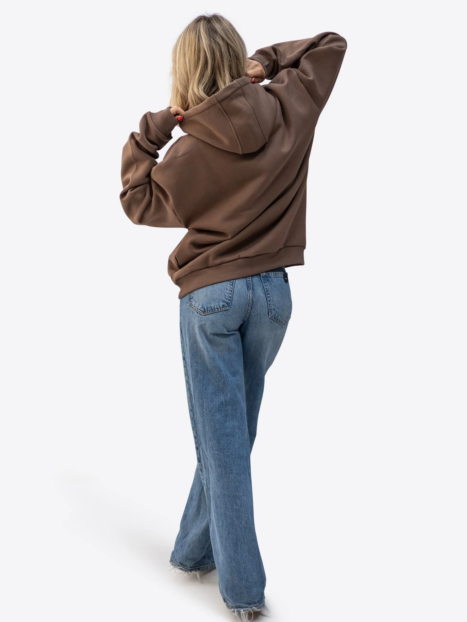 Regular Waistband Hoodie – Chocolate - Image 3