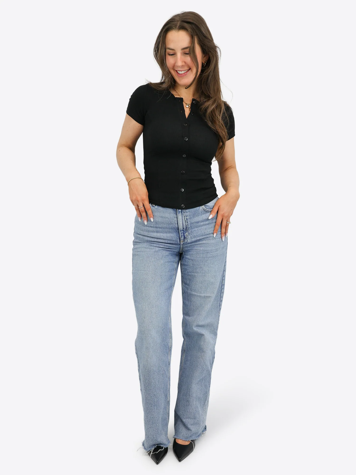 Rib Shirt mit Knopfleiste