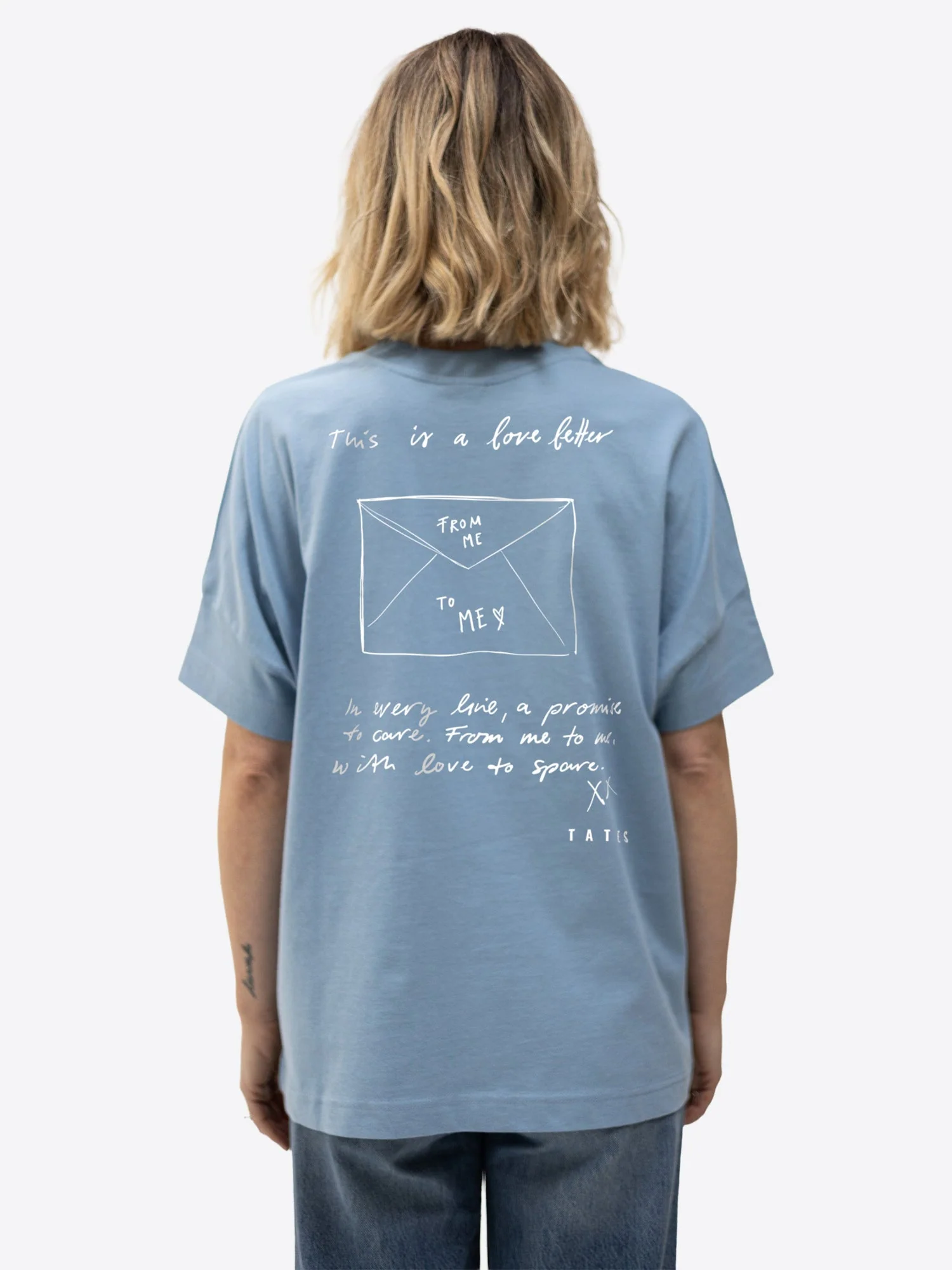 Oversized T-Shirt 1.0 "Love letter" – Dusty Blue