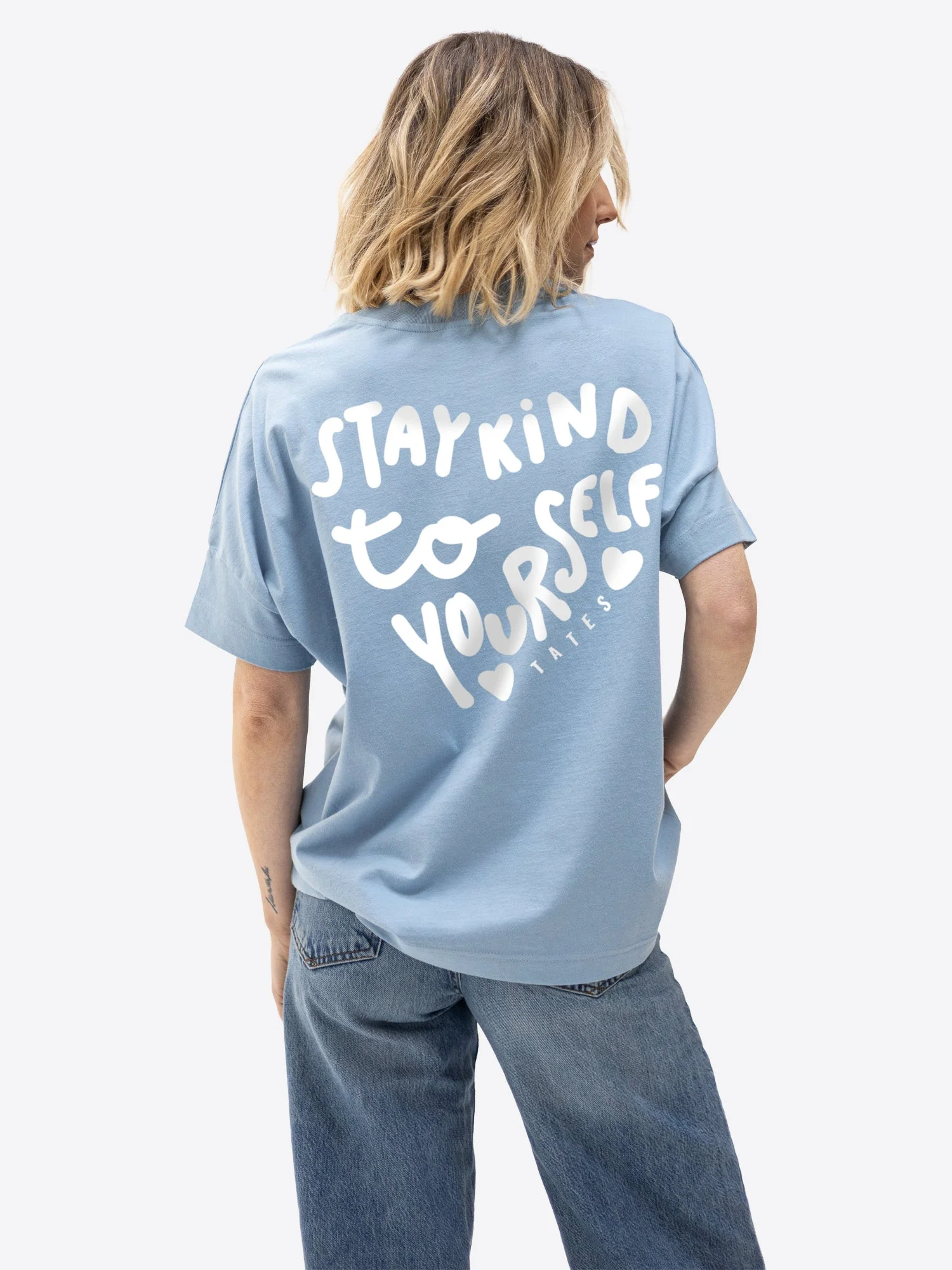 Oversized T-Shirt 1.0 "Stay kind" – Dusty Blue