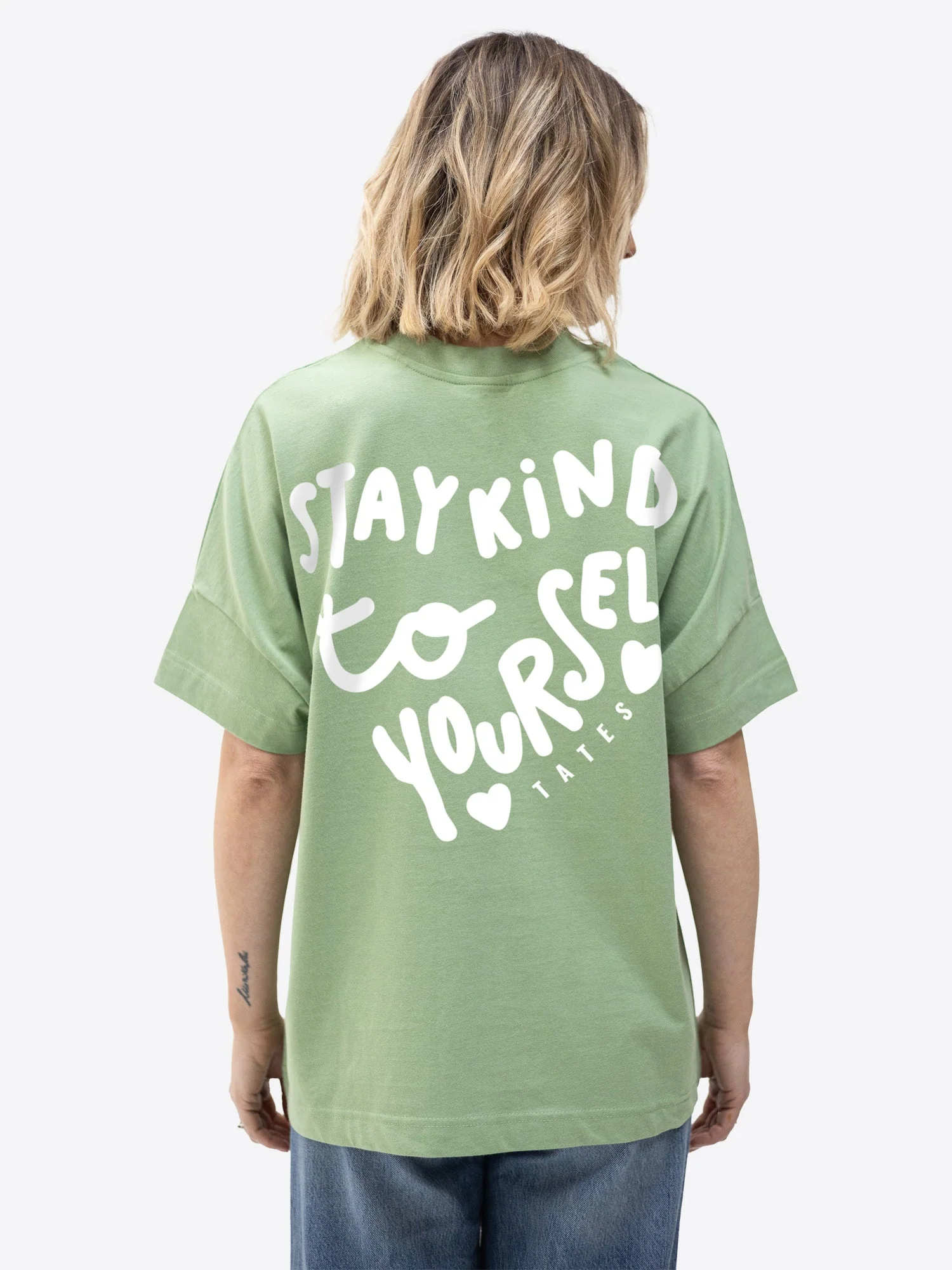 Oversized T-Shirt 1.0 "Stay kind" – Matcha