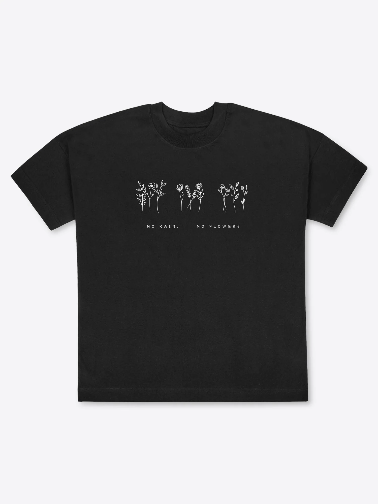 T-Shirt "Flowers" – Schwarz