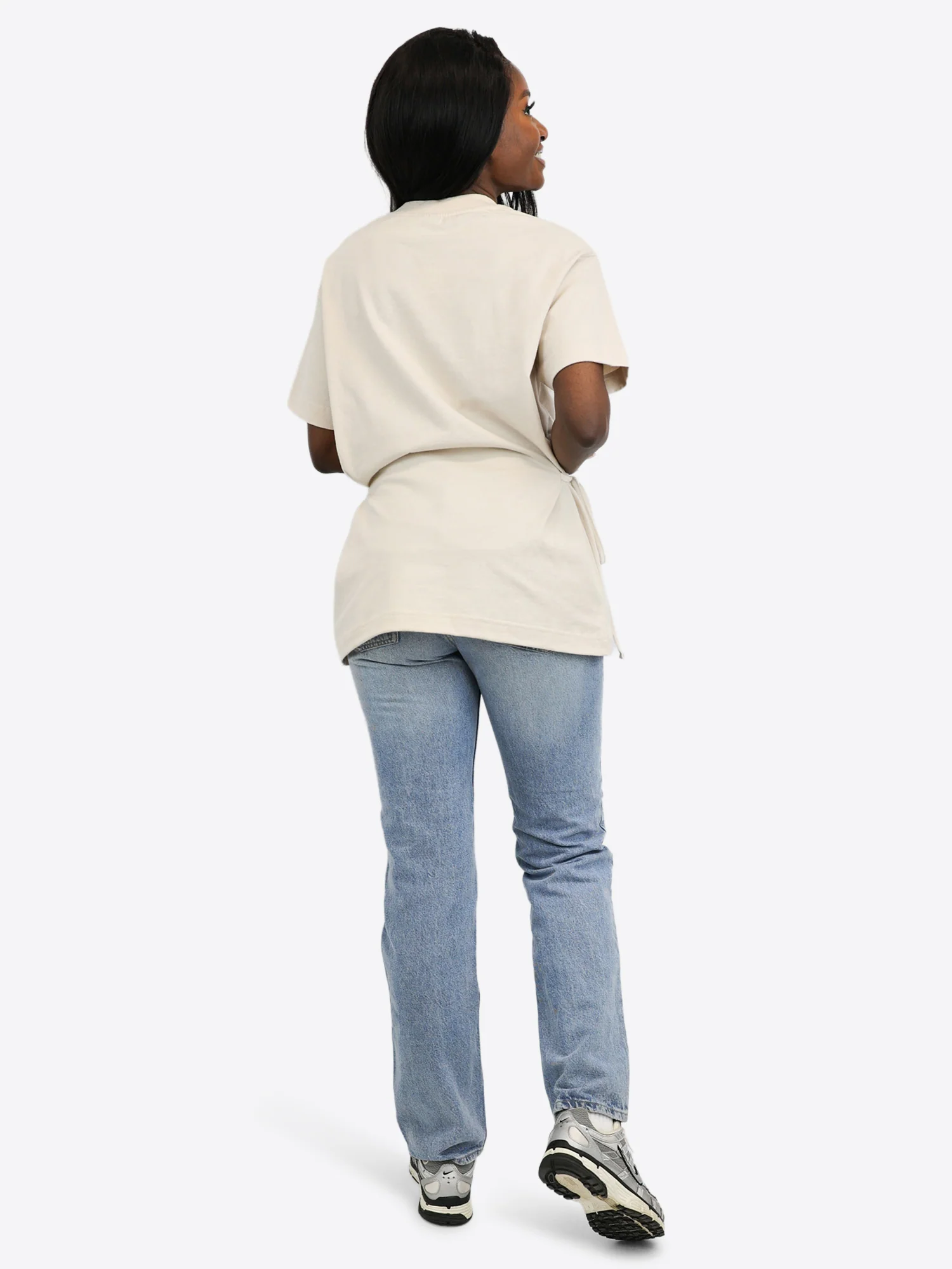 T-Shirt mit Schleifen-Bindung – Beige - Image 5